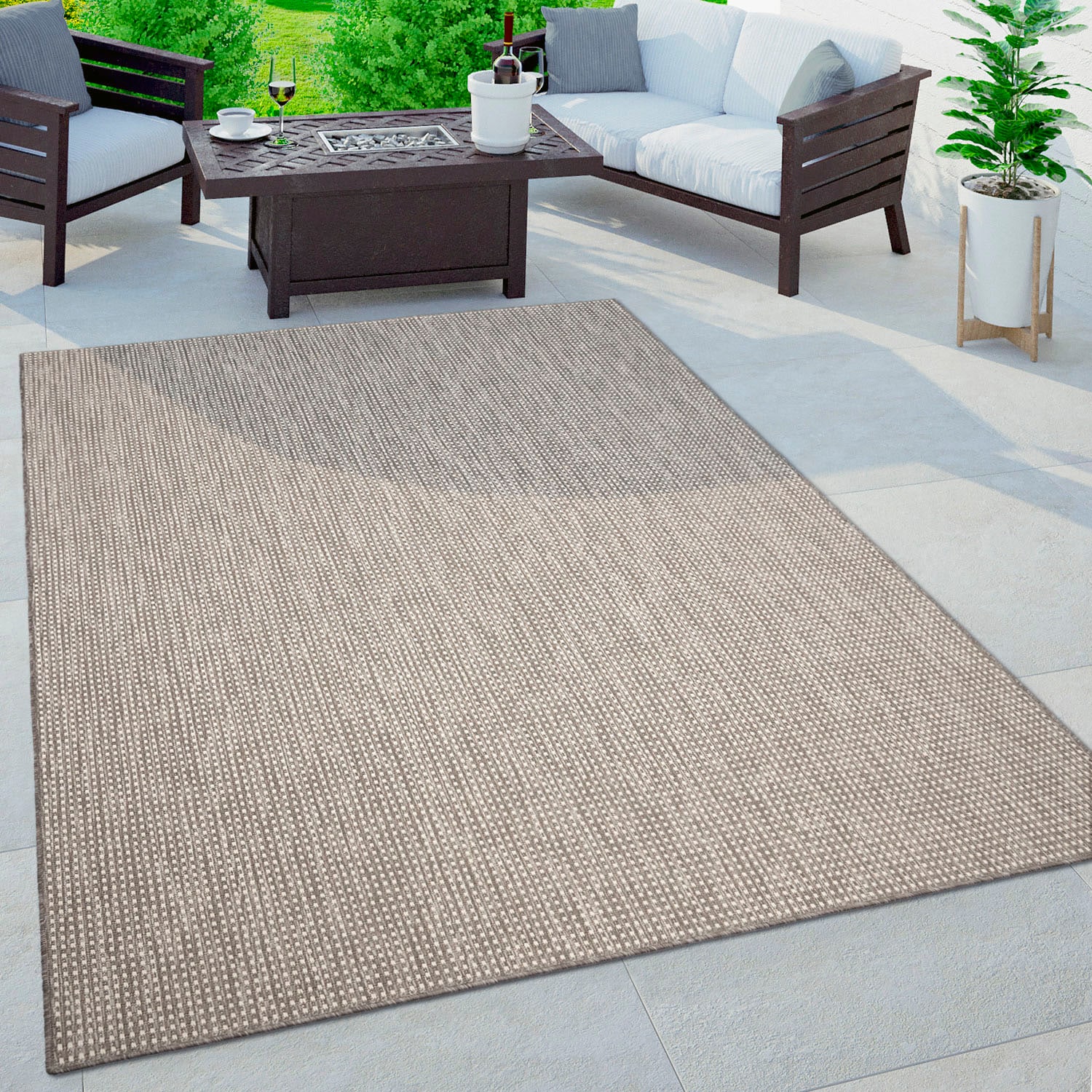 Paco Home Teppich »Napoli 777«, rechteckig, 4 mm Höhe, Flachgewebe, meliert, In- und Outdoor geeignet, Wohnzimmer