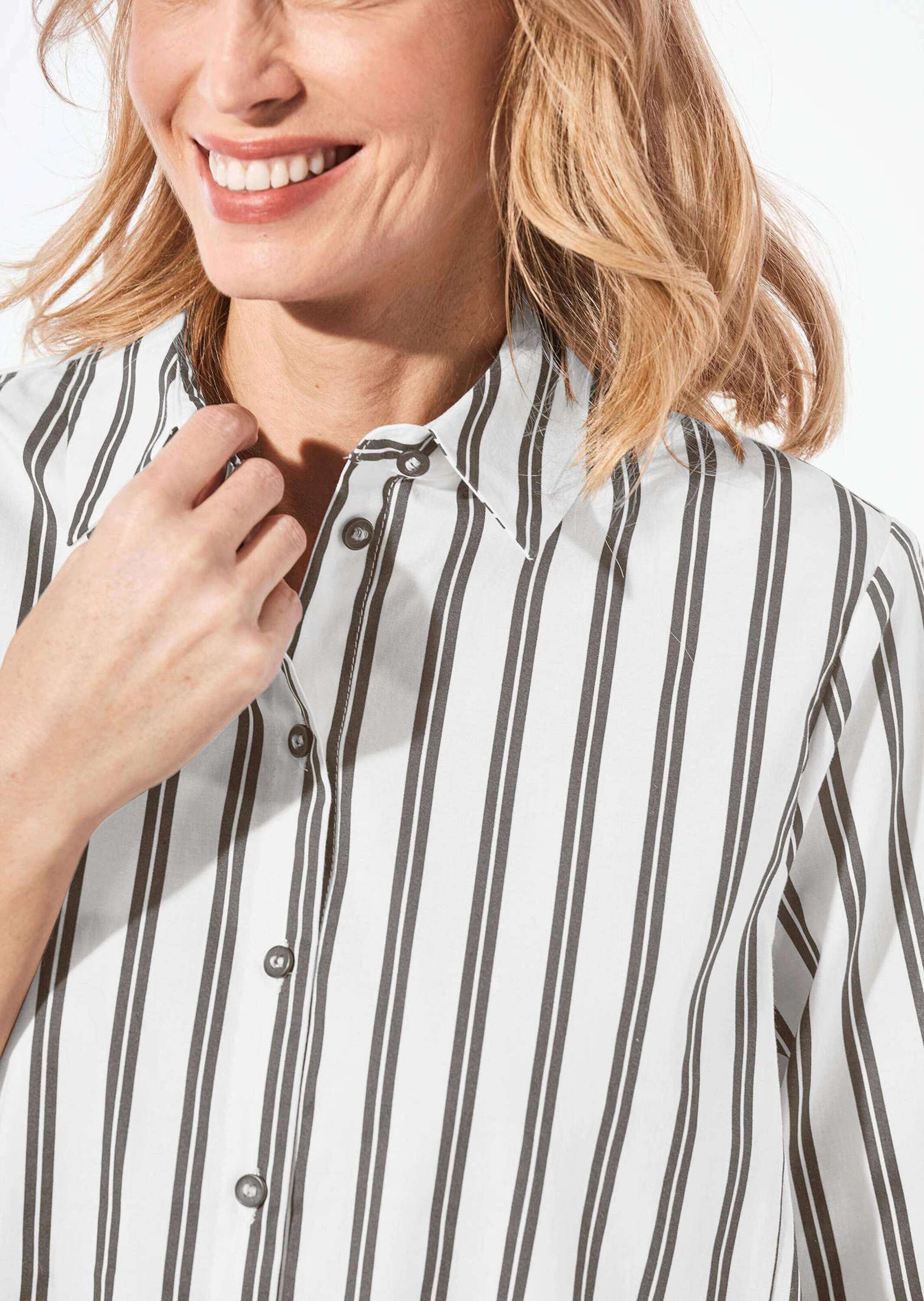 GOLDNER Kurzarmbluse »Kurzgröße Schlichte Baumwoll-Bluse mit 3/4-Arm«