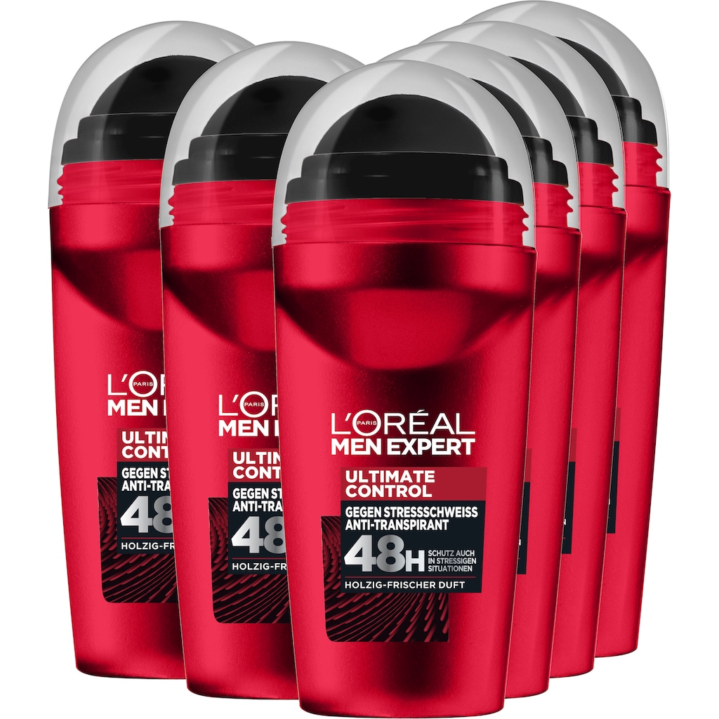 L'ORÉAL PARIS MEN EXPERT Deo-Roller »Deo Roll-on Ultimate Control«, (Packung, 6 tlg.)