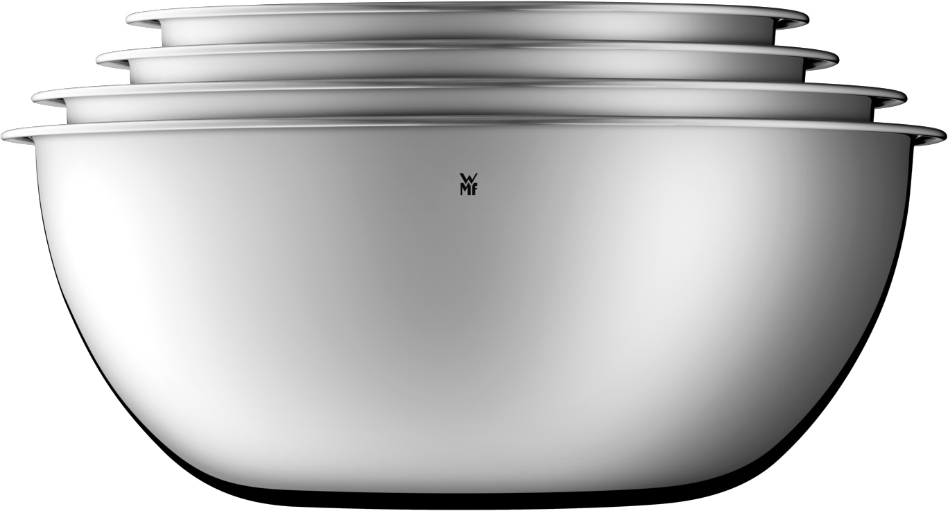 WMF Schüssel »Set Gourmet (Ø 16/18/22/24 cm), 360° Schüttrand, tropffreies Ausgießen« 4 Stk. aus Edelstahl vielseitig, stapelbar, platzsparende Aufbewahrung