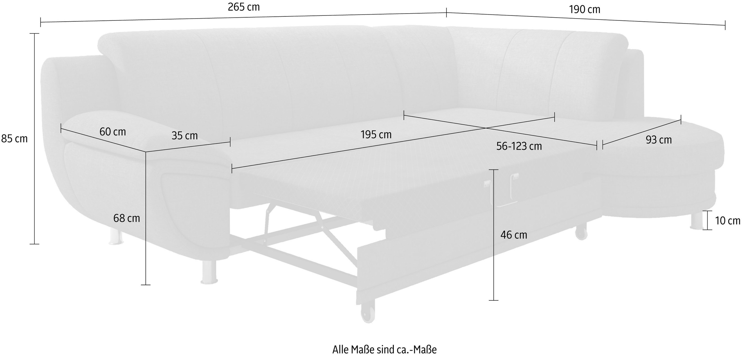 TRENDMANUFAKTUR Ecksofa »Rondo, zeitlos und elegant, bequem, L-Form« wahlweise mit Federkern, wahlweise mit Bettfunktion