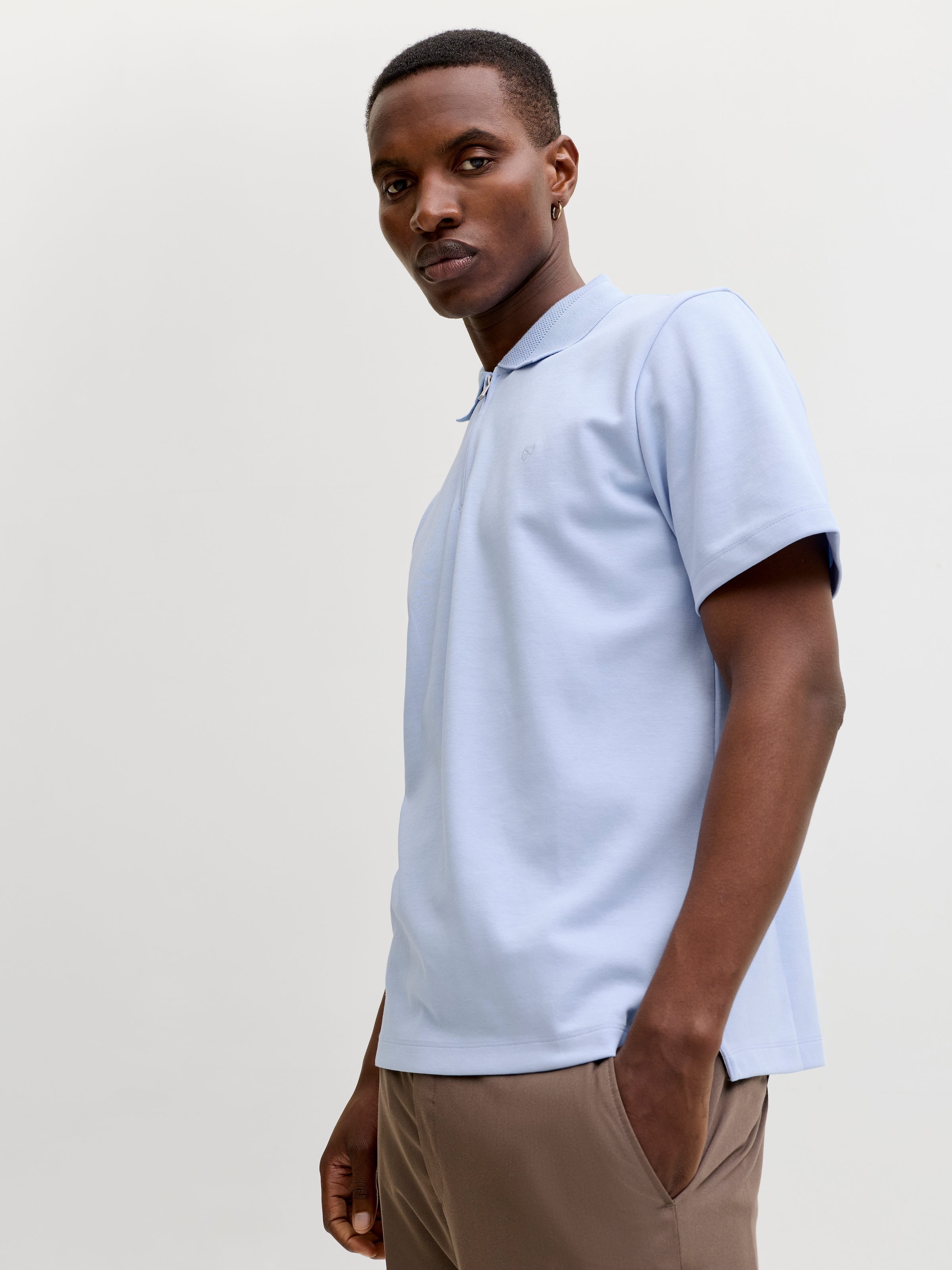 Jack & Jones Poloshirt »JPRBLAETHAN SS ZIP POLO SN« Materialmix, regular fit