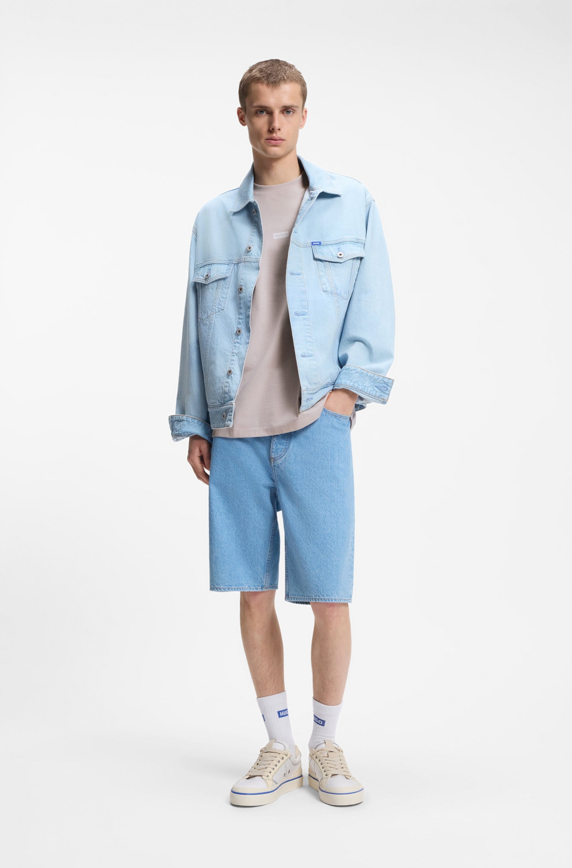 HUGO Blue T-Shirt »Nalono« mit Logodruck, Oversized Look mit Backprint