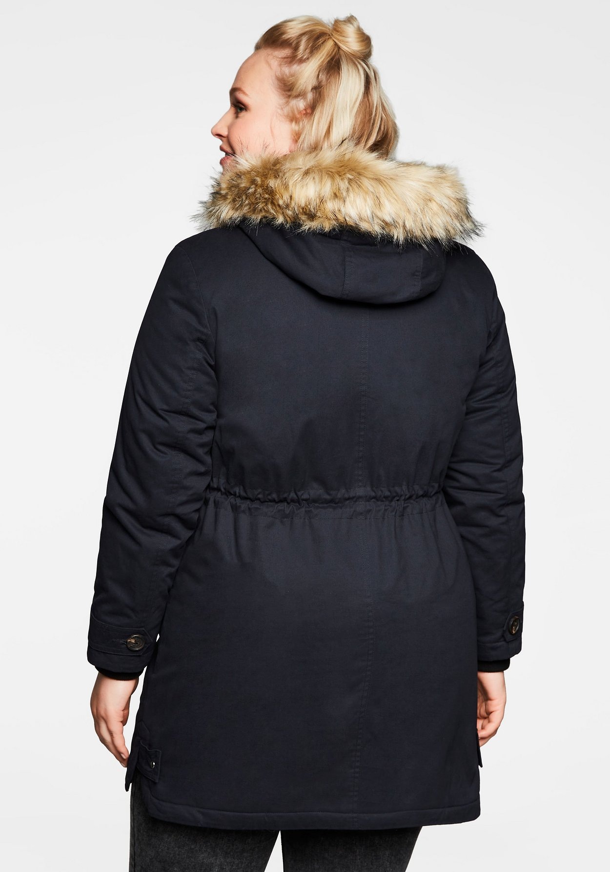 Sheego Parka »Parka aus Baumwolle, mit Teddyfutter«, mit Kapuze, aus Baumwolle, mit Teddyfutter