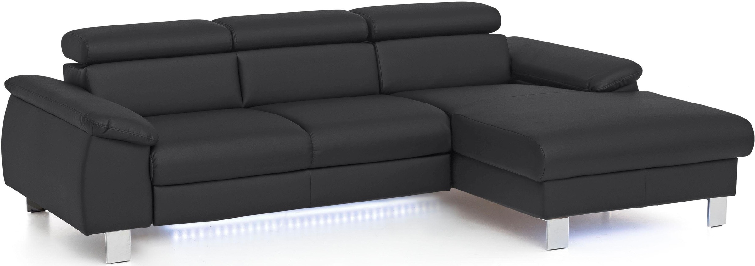 COTTA Polstergarnitur »Komaris L-Form, B: 242 bzw. 100 cm (Set: Ecksofa & Hocker)«, (Set), mit Kopfteilverstellung, optional Bettfunktion, Bettkasten & Licht