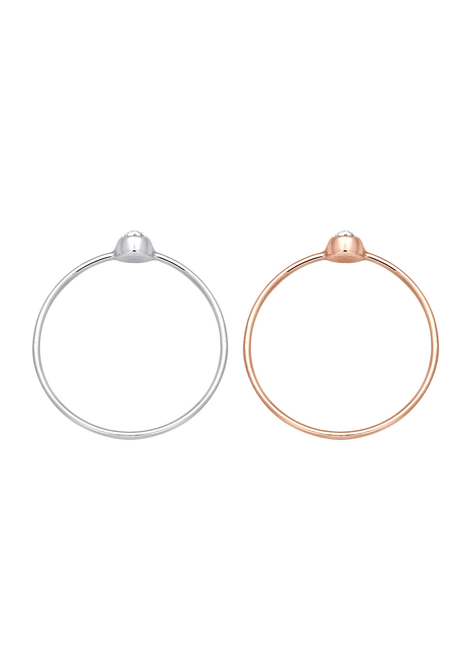 Elli Ring-Set »Ring Solitär Kristalle (2 tlg) 925 Bicolor«