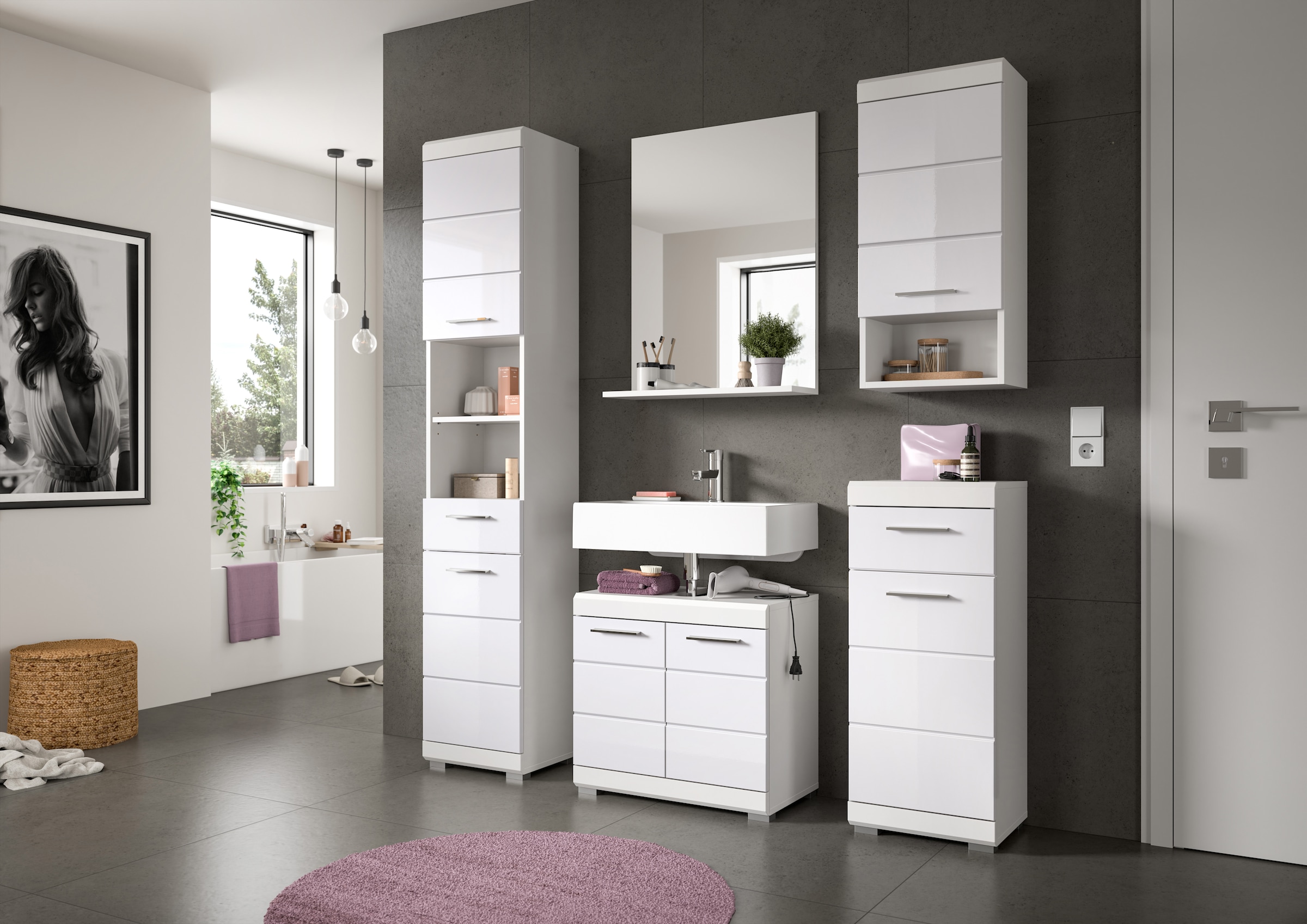 INOSIGN Badspiegel »Siena, Breite 60cm, 1 Ablageboden, hochwertiges Spiegelglas«, in verschiedenen Farben erhältlich, Badmöbel, Spiegel, Badezimmer