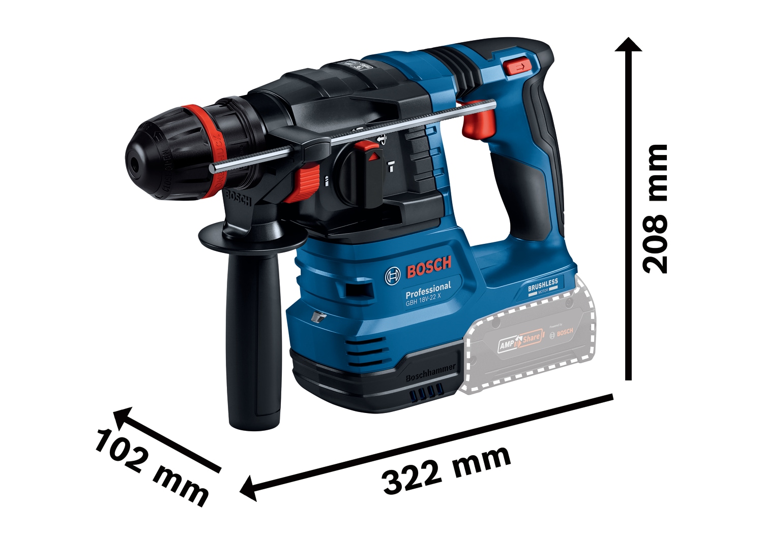 Bosch Professional Akku-Bohrhammer »GBH 18V-22 X«, mit ONECHUCK, in L-BOXX 136, ohne Akku und Ladegerät