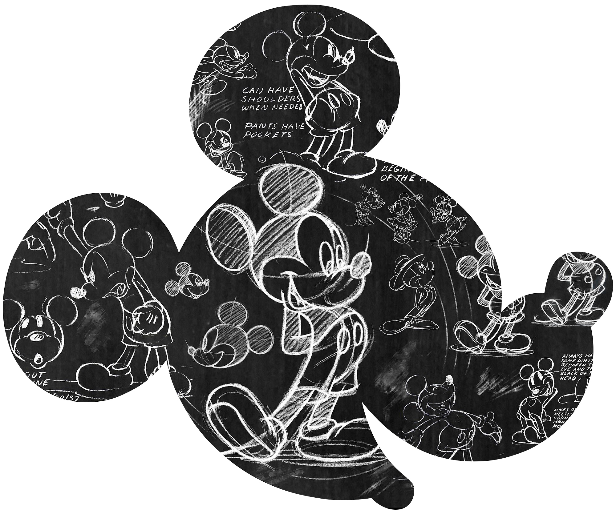 Vliestapete »Mickey Head Illustration«, 125x125 cm (Breite x Höhe), rund und...