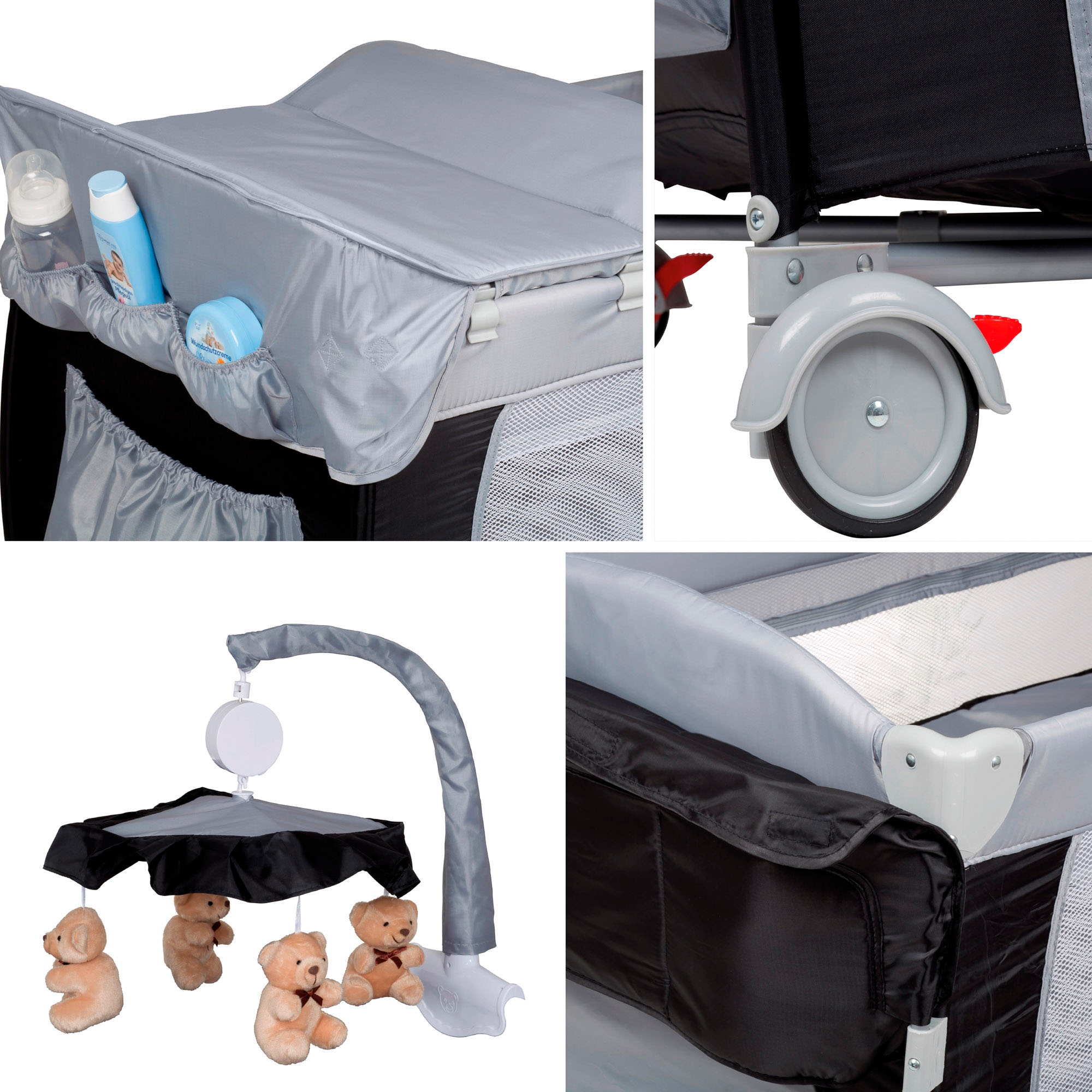 BabyGo Baby-Reisebett »Sleeper Deluxe, black« mit Musik-Mobile