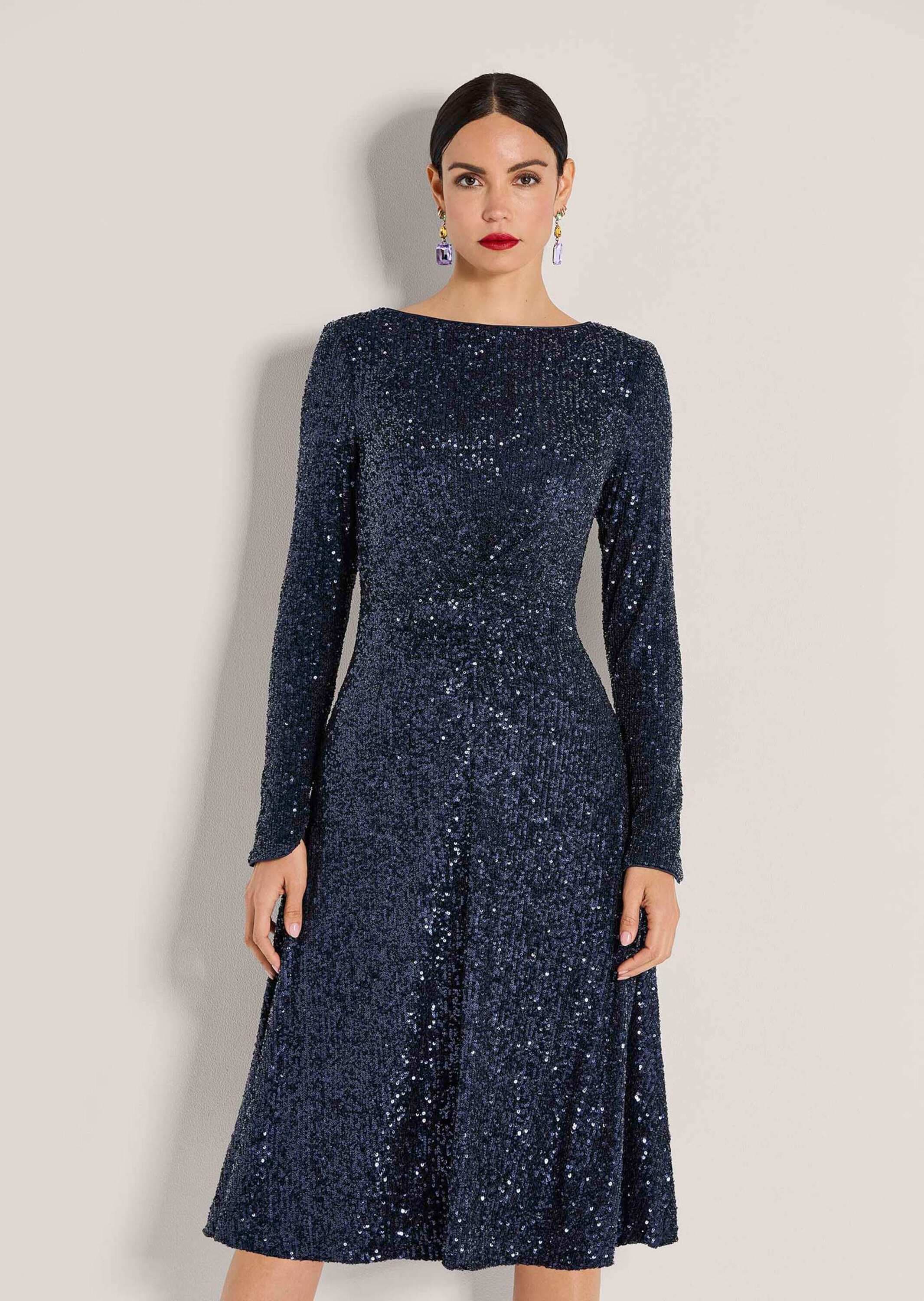 MADELEINE Cocktailkleid »Paillettenkleid Abendkleid mit Glanzeffekt« Ärmel mit Schlitz