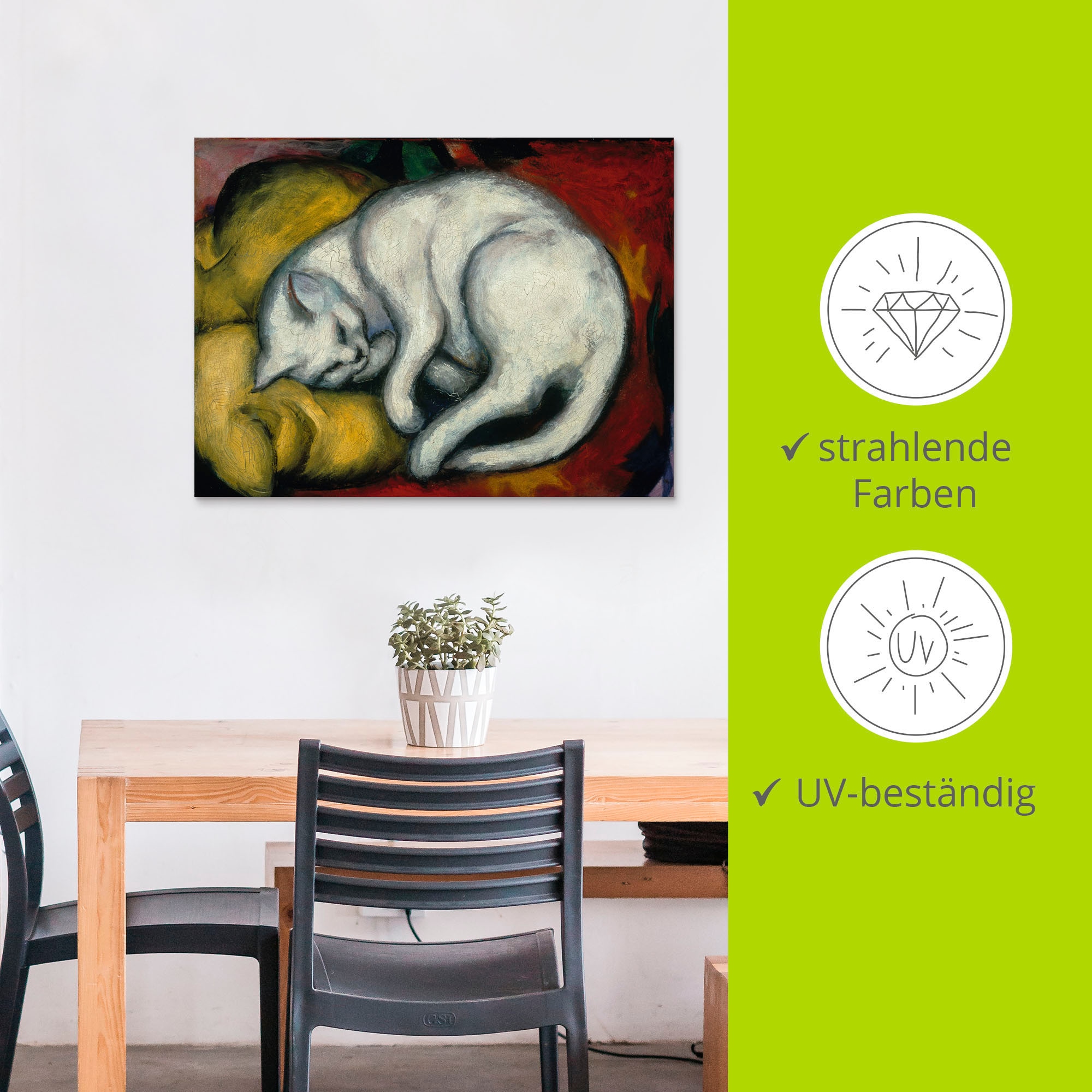 Artland Wandbild »Die weisse Katze. 1912«, Haustiere, (1 St.), als Alubild, Outdoorbild, Leinwandbild, Poster in verschied. Größen
