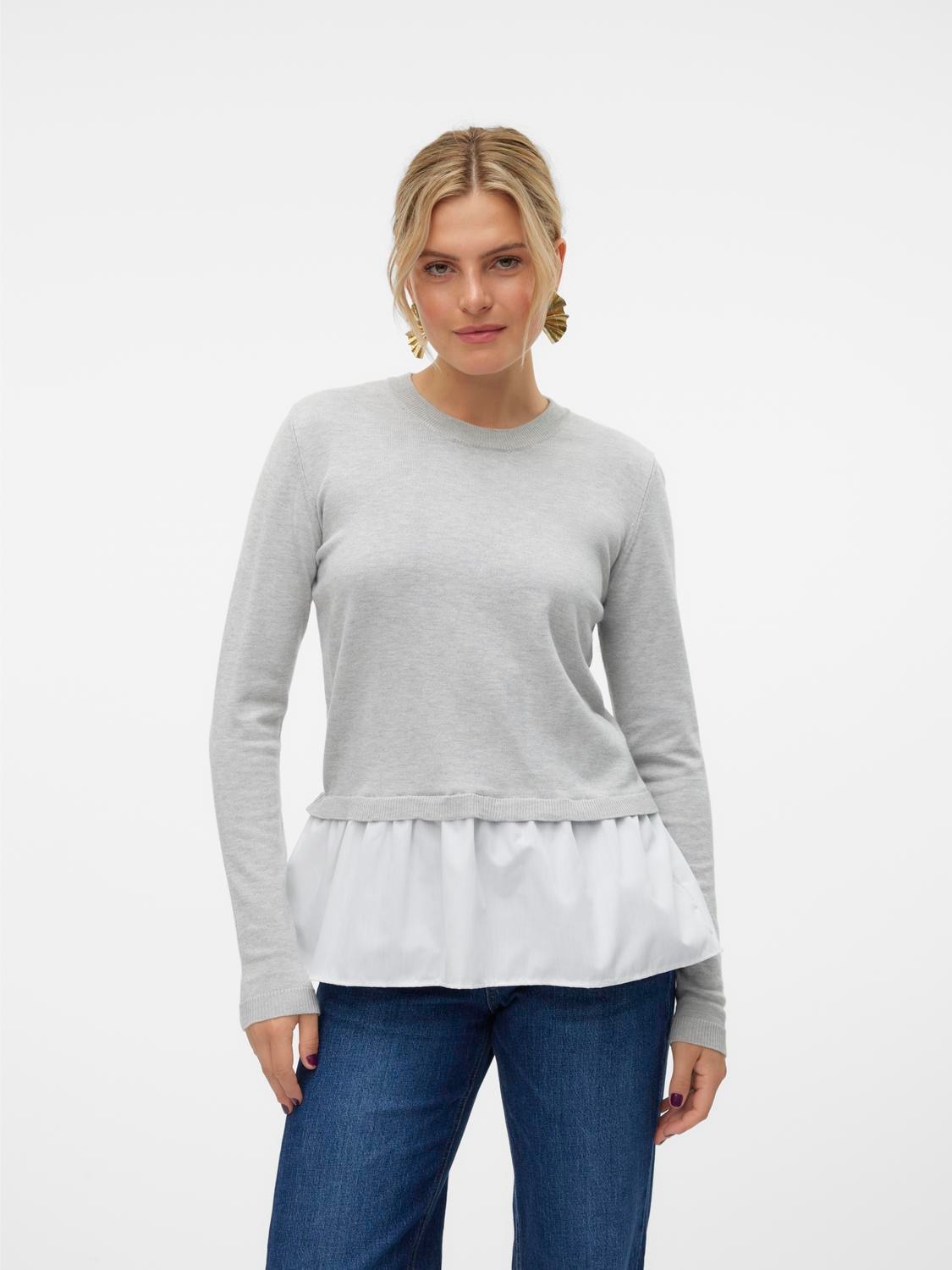 Rundhalspullover »VMJOSE LS O-NECK WVN MIX PULLOVER GA BOO«