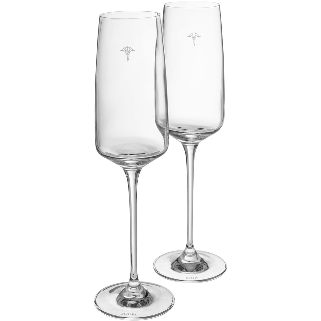 Joop! Champagnerglas »JOOP! SINGLE CORNFLOWER«, (Set, 2 tlg.), mit einzelner Kornblume als Dekor, 2-teilig, Made in Europe