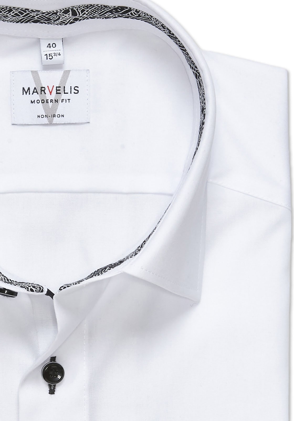 MARVELIS Langarmhemd New-Kentkragen, Businesshemd, modern fit, bügelfrei
