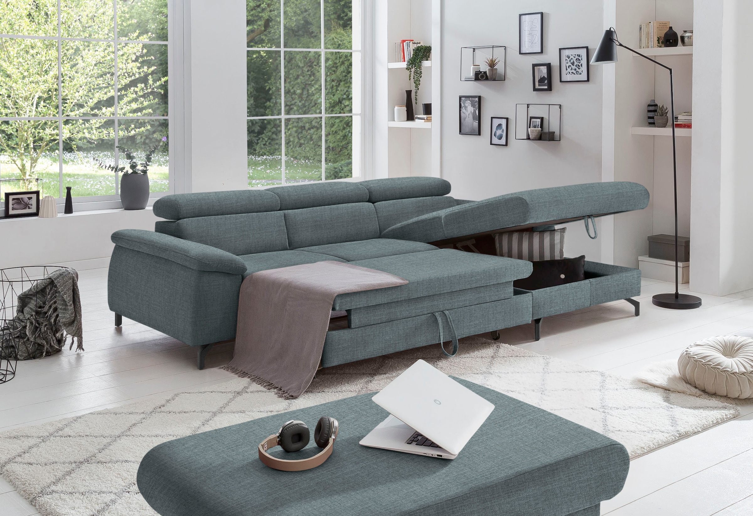 COTTA Ecksofa »Kitty L-Form«, mit Kopfteilverstellung, wahlweise mit Bettfunktion & Bettkasten