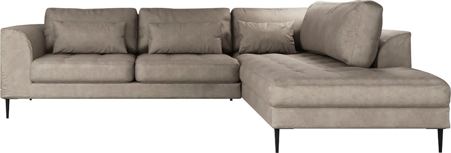 TRENDMANUFAKTUR Ecksofa »Luzi, wahlweise mit Schlaffunktion und Bettkasten, gemütlich, L-Form«, Designsofa mit Ottomane, Metallfüße schwarz, Breite 264 cm