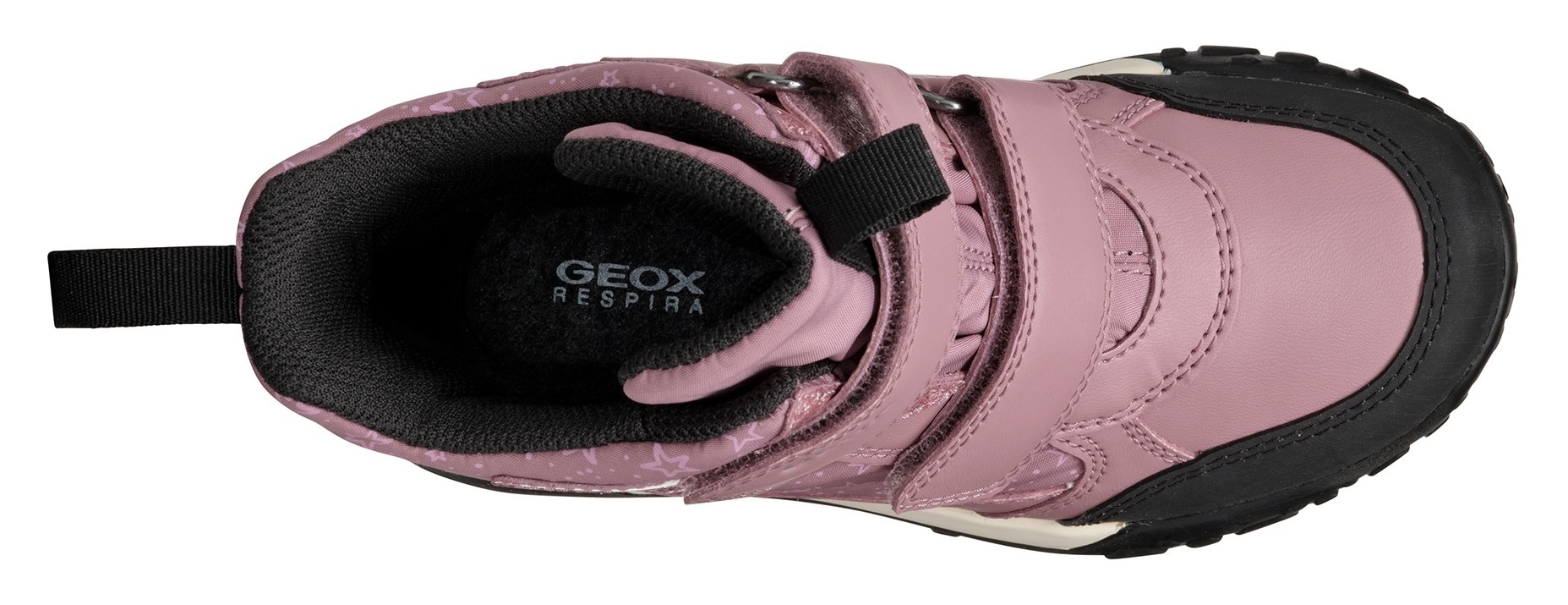 Geox Winterboots »J TREKKYUP GIRL B ABX«, Klettstiefel, Snowboots, Winterstiefel mit Metallic Look