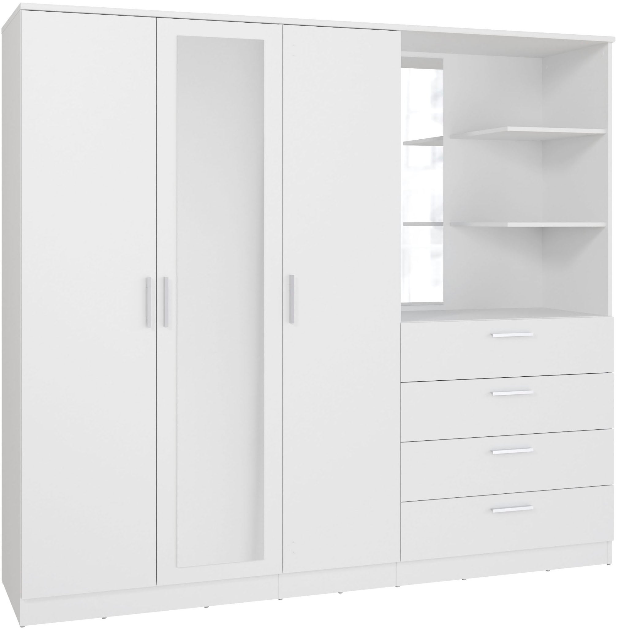 FORTE Kleiderschrank »Drehtürenschrank, Spiegel, Schubladen, viel Stauraum« B/H/T 199/181/52,7, Spiegeltüre, Stauraum, FSC