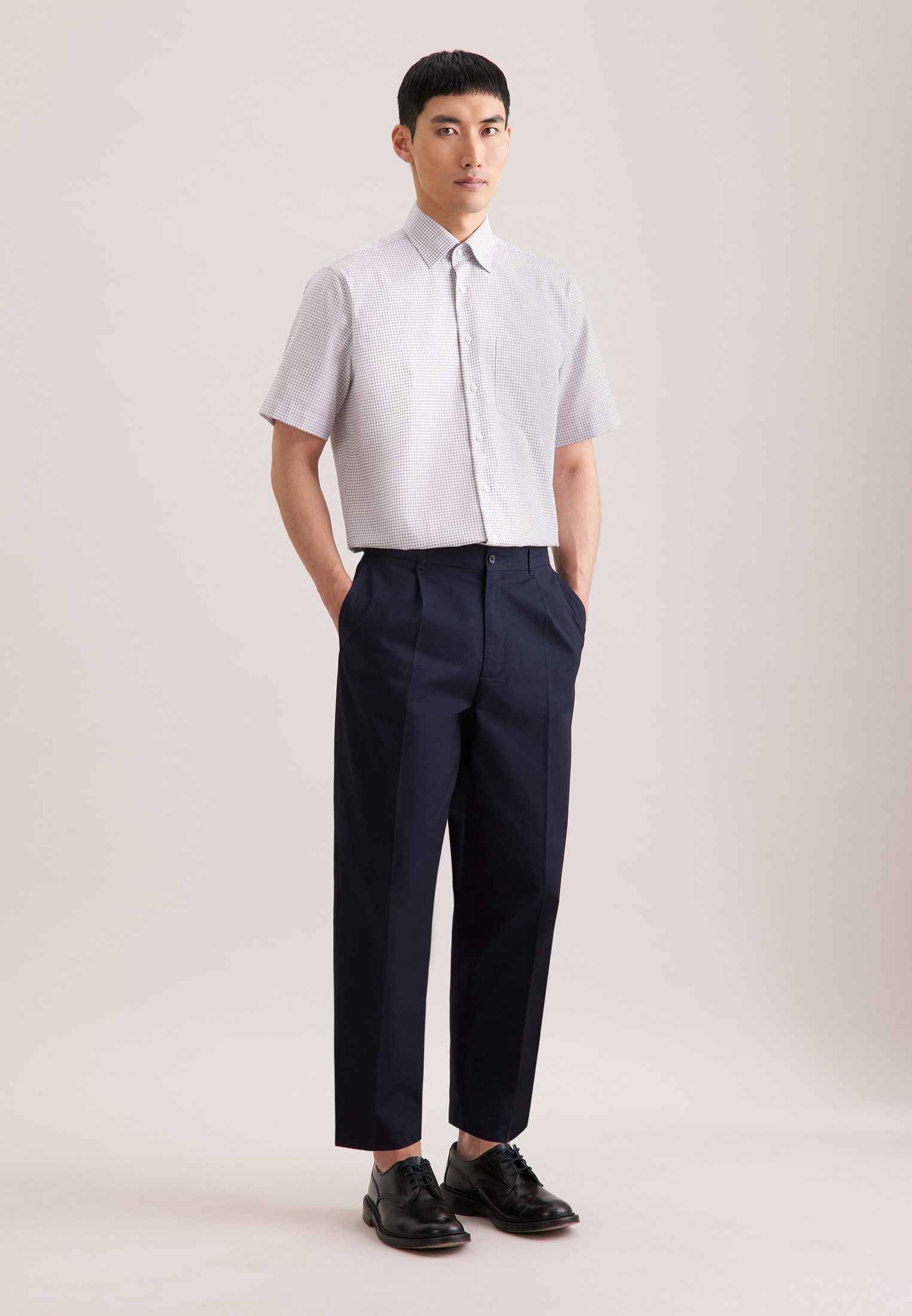 seidensticker Businesshemd »Schwarze Rose« Comfort 1/2 Covered-Button-Down-Kragen Karo