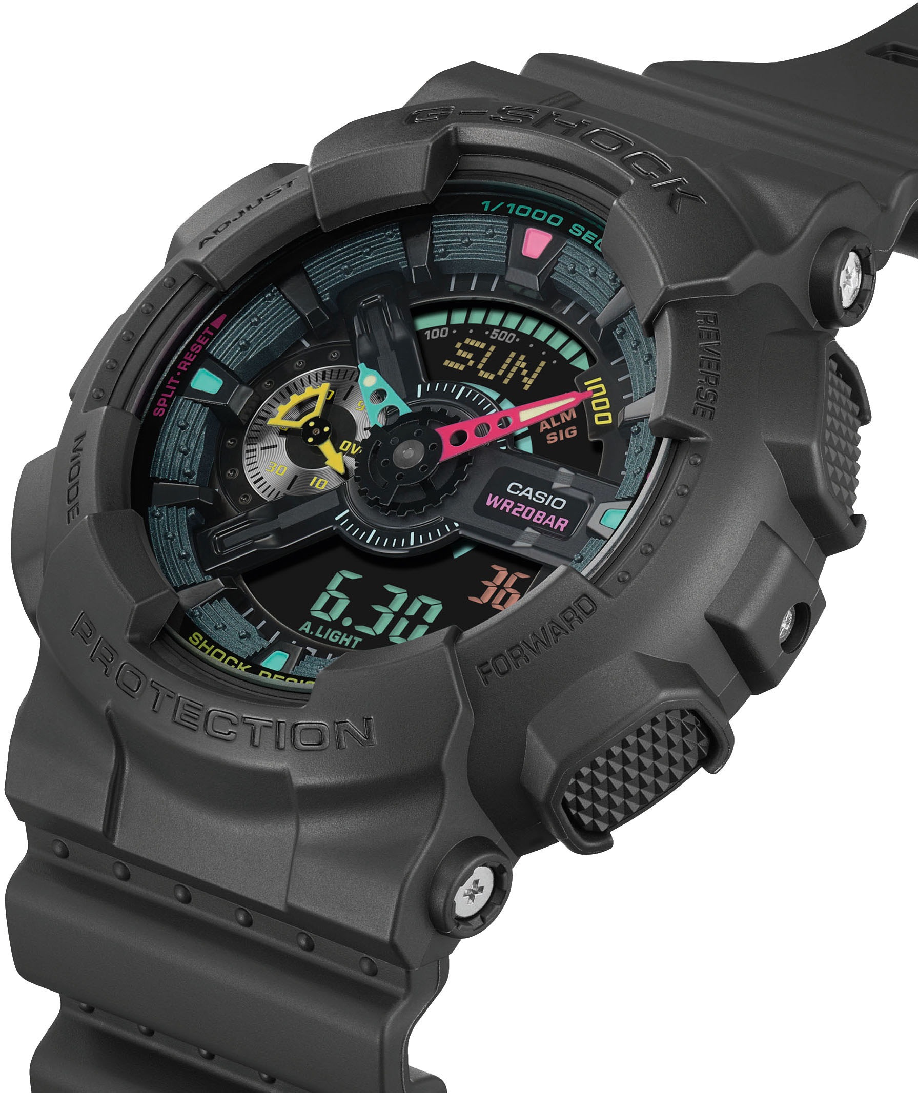 CASIO G-SHOCK Chronograph, Quarzuhr, Armbanduhr,Herrenuhr,digital,bis 20 bar wasserd.Resinarmband