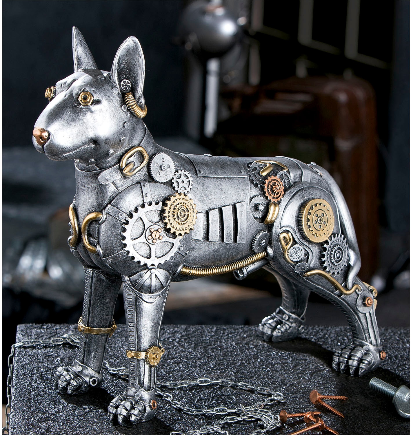 Tierfigur »Skulptur "Steampunk pitbull"«