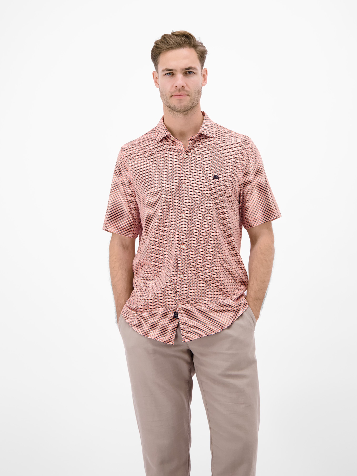 LERROS Kurzarmhemd »1/2 Hemd mit Minimalprint, 100 % Baumwolle«