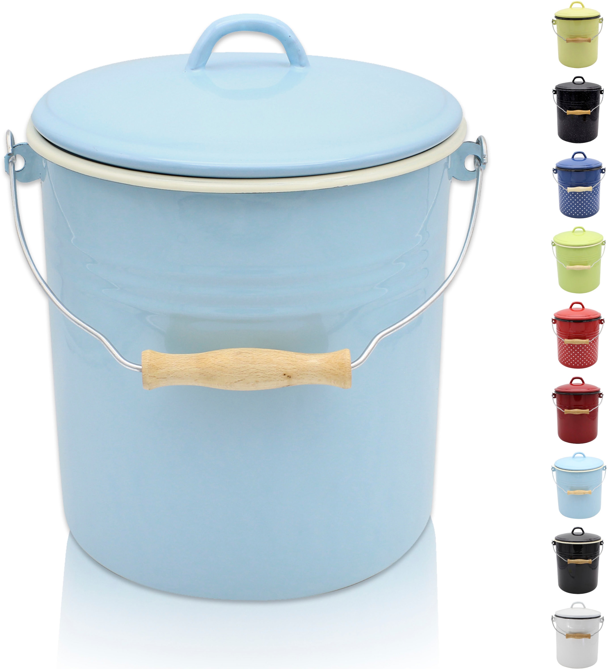 Krüger Mülleimer »Emaille Mülleimer mit Deckel Serie Rio« schnitt- / kratzfeste Oberfläche in beige, Größe B/H/T: 27,5 cm