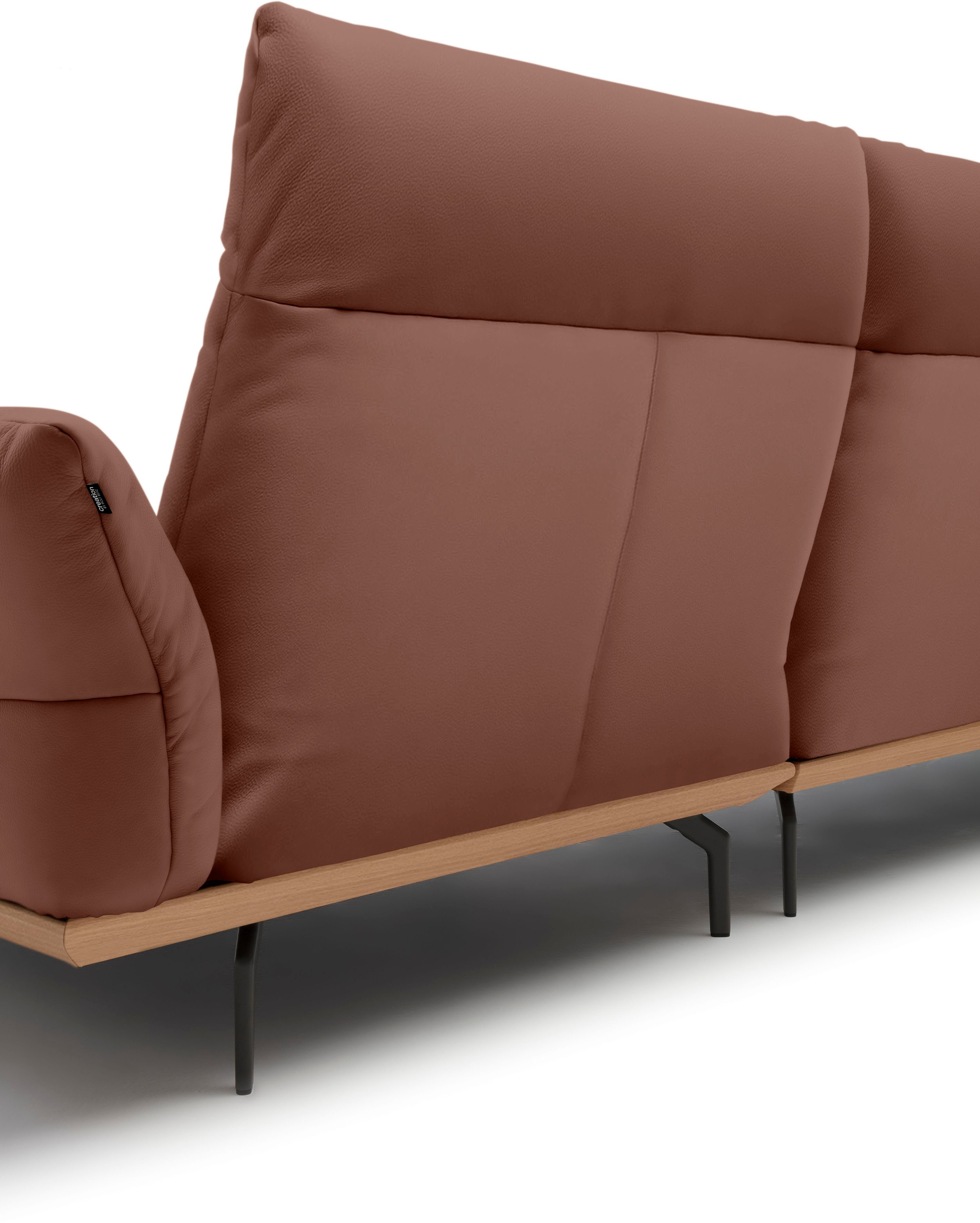 Creation BY ROLF BENZ Ecksofa »hs.460«, Sockel in Eiche, Winkelfüße in Umbragrau, Breite 338 cm