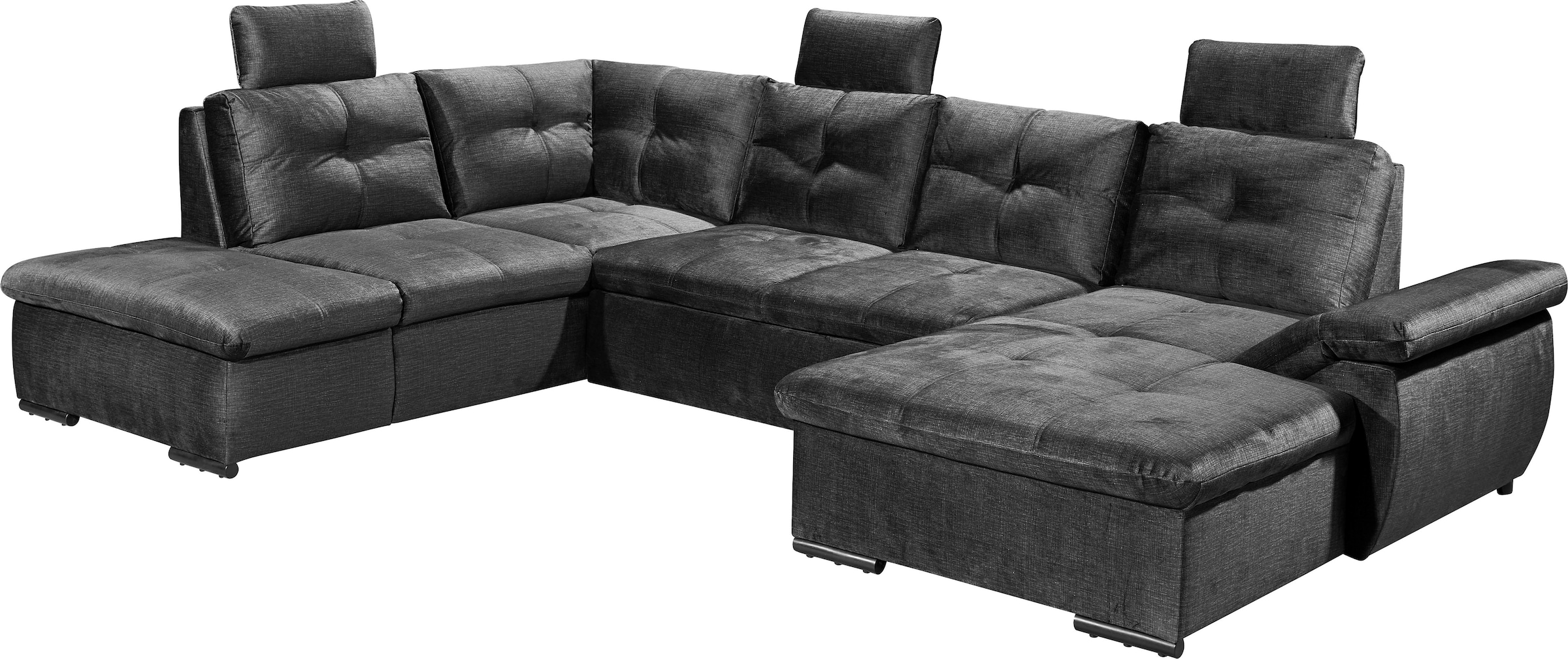 ED EXCITING DESIGN Wohnlandschaft »Alija U-Form«, mit Bettfunktion, Bettkasten, Armteilverstellung & Kopfstützen