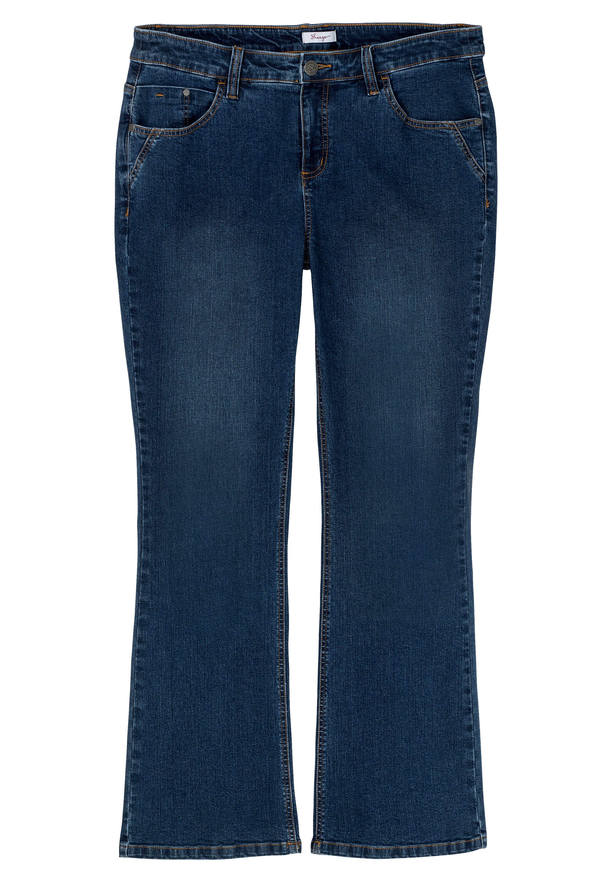Sheego Bootcut-Jeans »Bootcut-Jeans Bootcut-Jeans mit schmalem Bein und bequemer Taille« SUSANNE ideal bei viel Bauch und schmalen Beinen