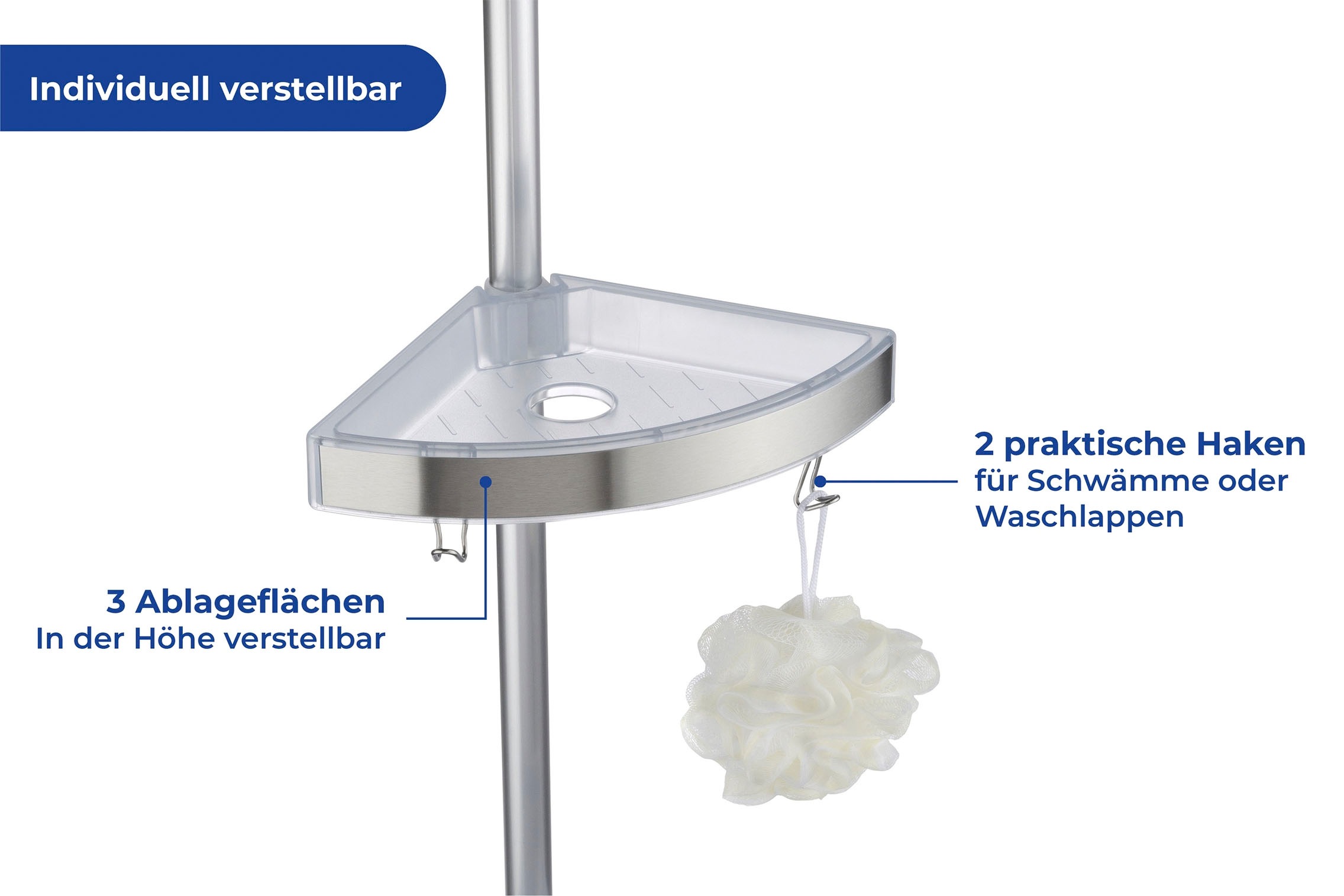 WENKO Duschablage »Premium«, 3 Ablagen, 1 Spiegel