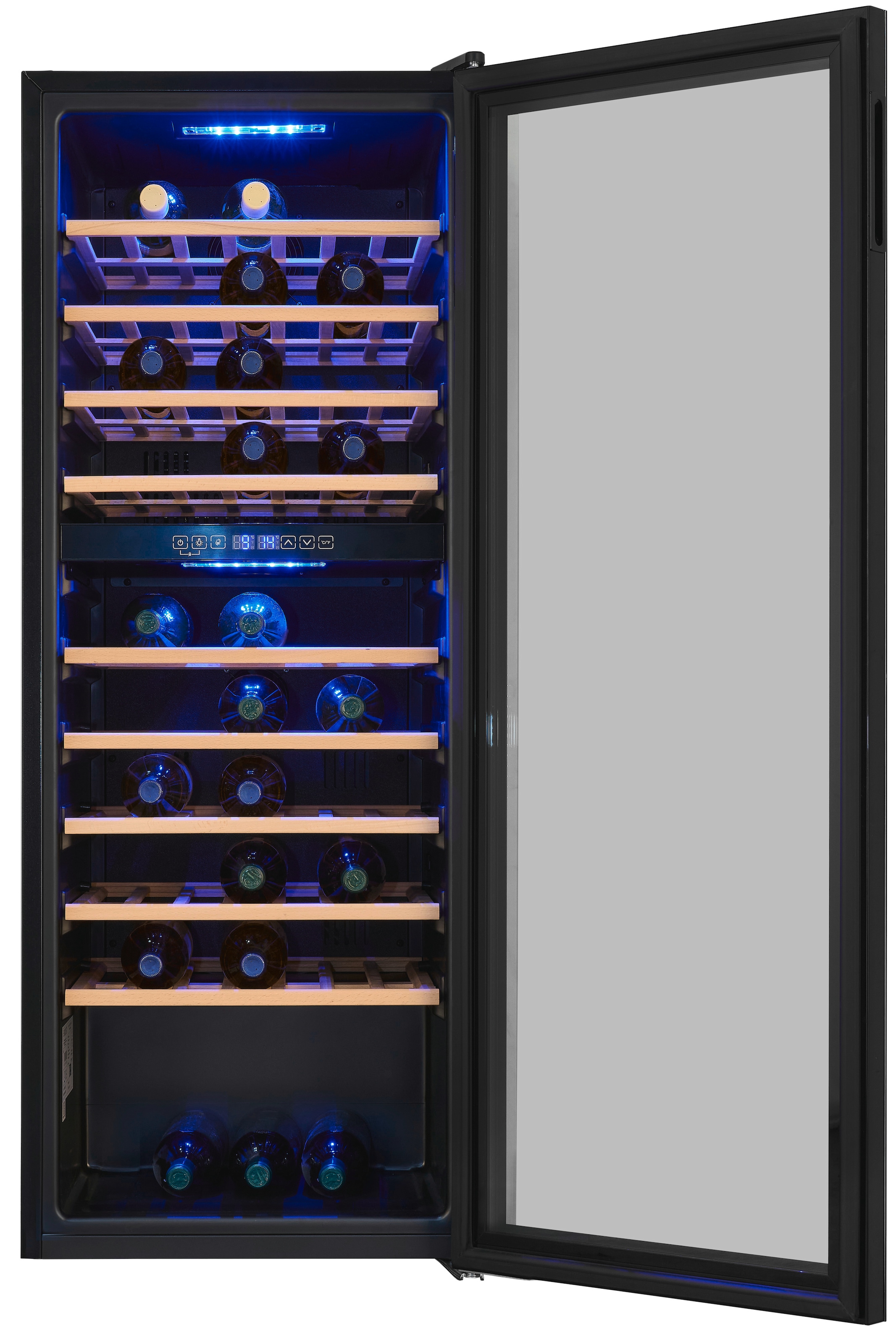 exquisit Weinkühlschrank »WS2-78-GTE-160G«, für 78 St. Standardflaschen á 075l, Digitale Temperaturanzeige