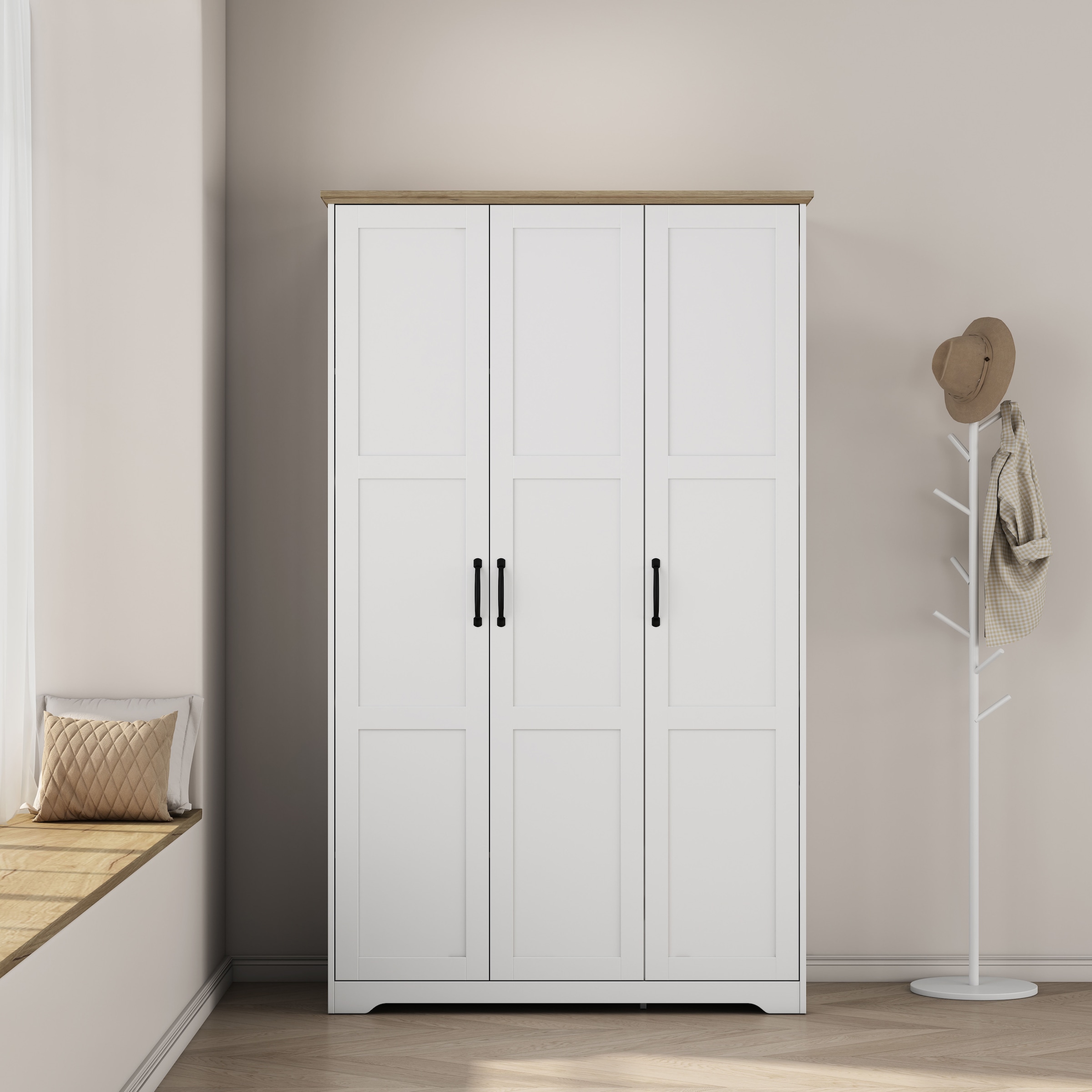 OTTO home Kleiderschrank »Emmilia Schrank Schlafzimmerschrank im Landhaus Design« Mit vielen Einlegeböden und Softclose,  Landhaus Schrank mit  3 Türen Breite 120,4 cm, Höhe 2m