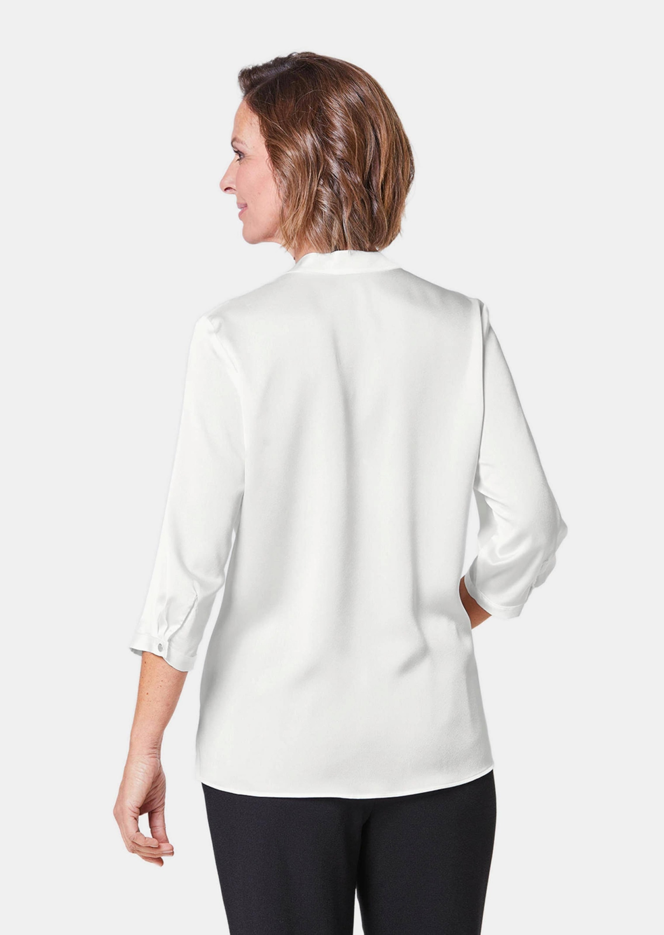 GOLDNER Kurzarmbluse »Bluse mit festlichem Stehkragen«