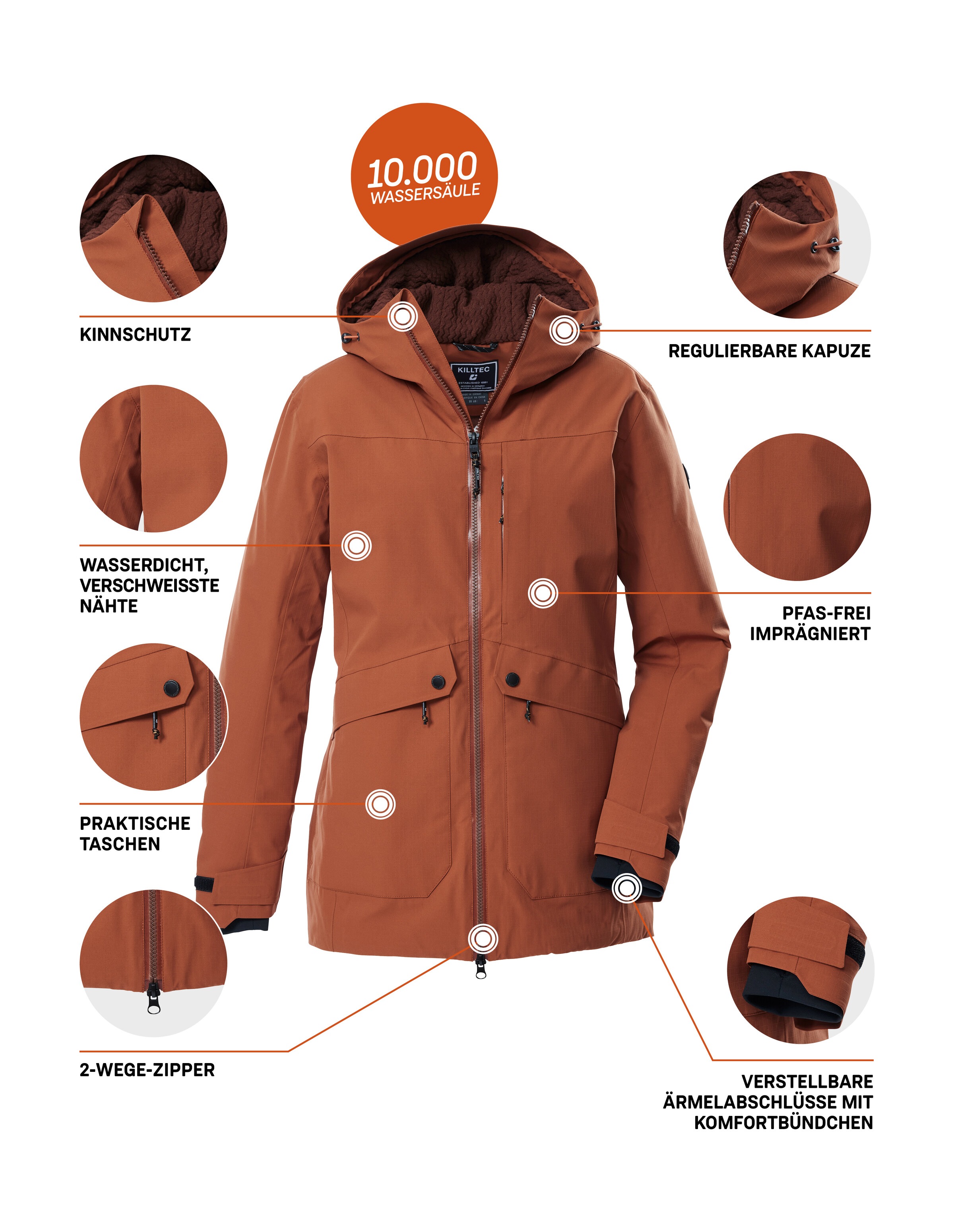 Killtec Parka »KOW 16 WMN PRK«, Wasser- u. winddichter Damen Funktionsparka mit hoher Atmungsaktivität