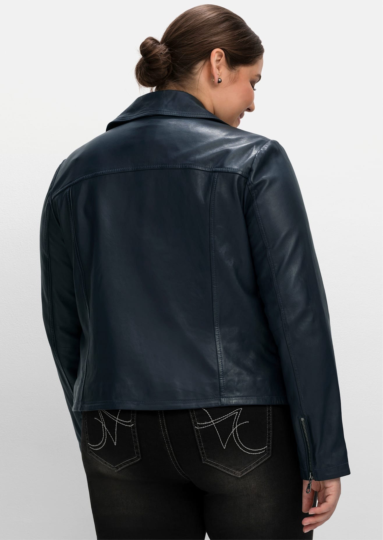 Sheego Lederjacke, ohne Kapuze