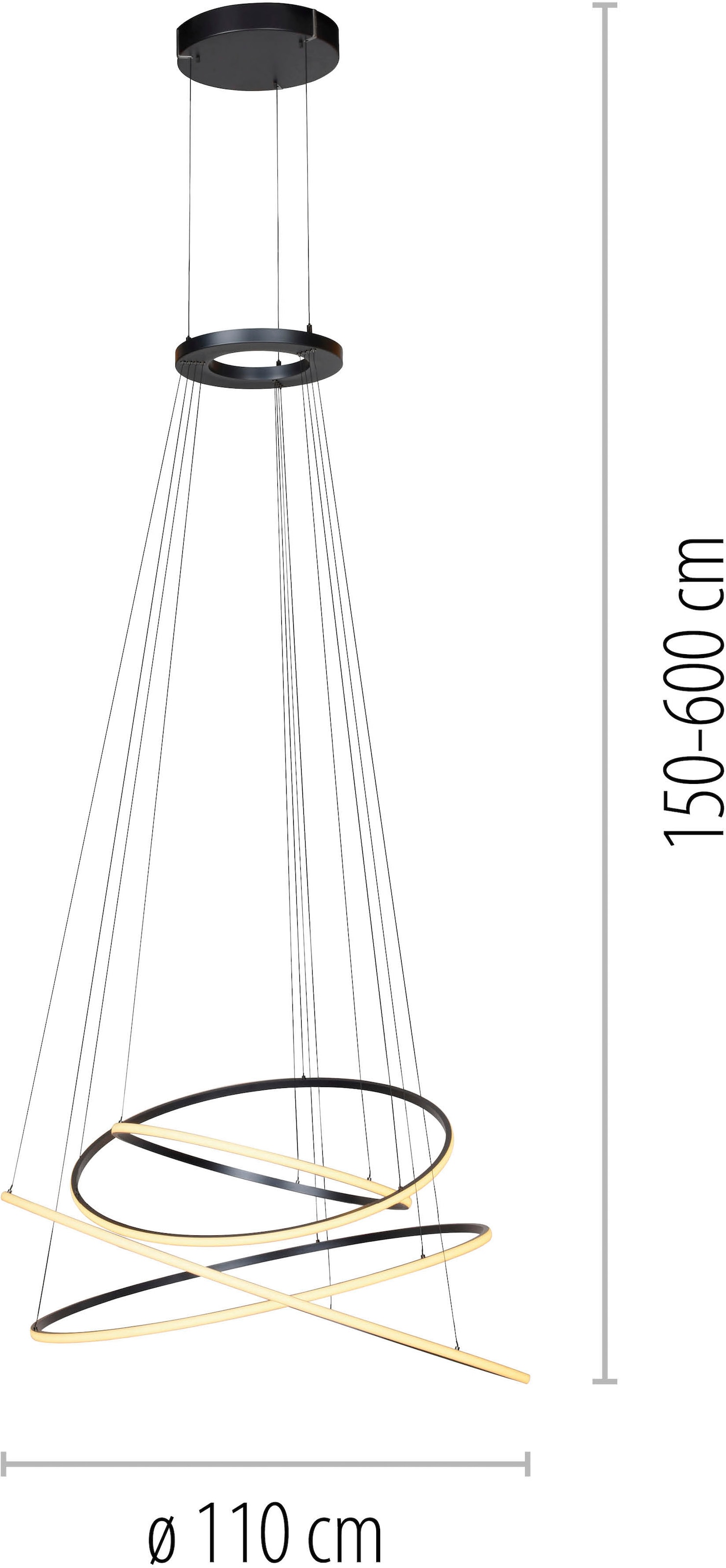 Neuhaus PURE LED Pendelleuchte »PURE E-Flying Rings« LED-Board 1 Stk. warmweiß - kaltweiß e-LIFT® Funktion, CCT, dimmbar über Fernbedienung
