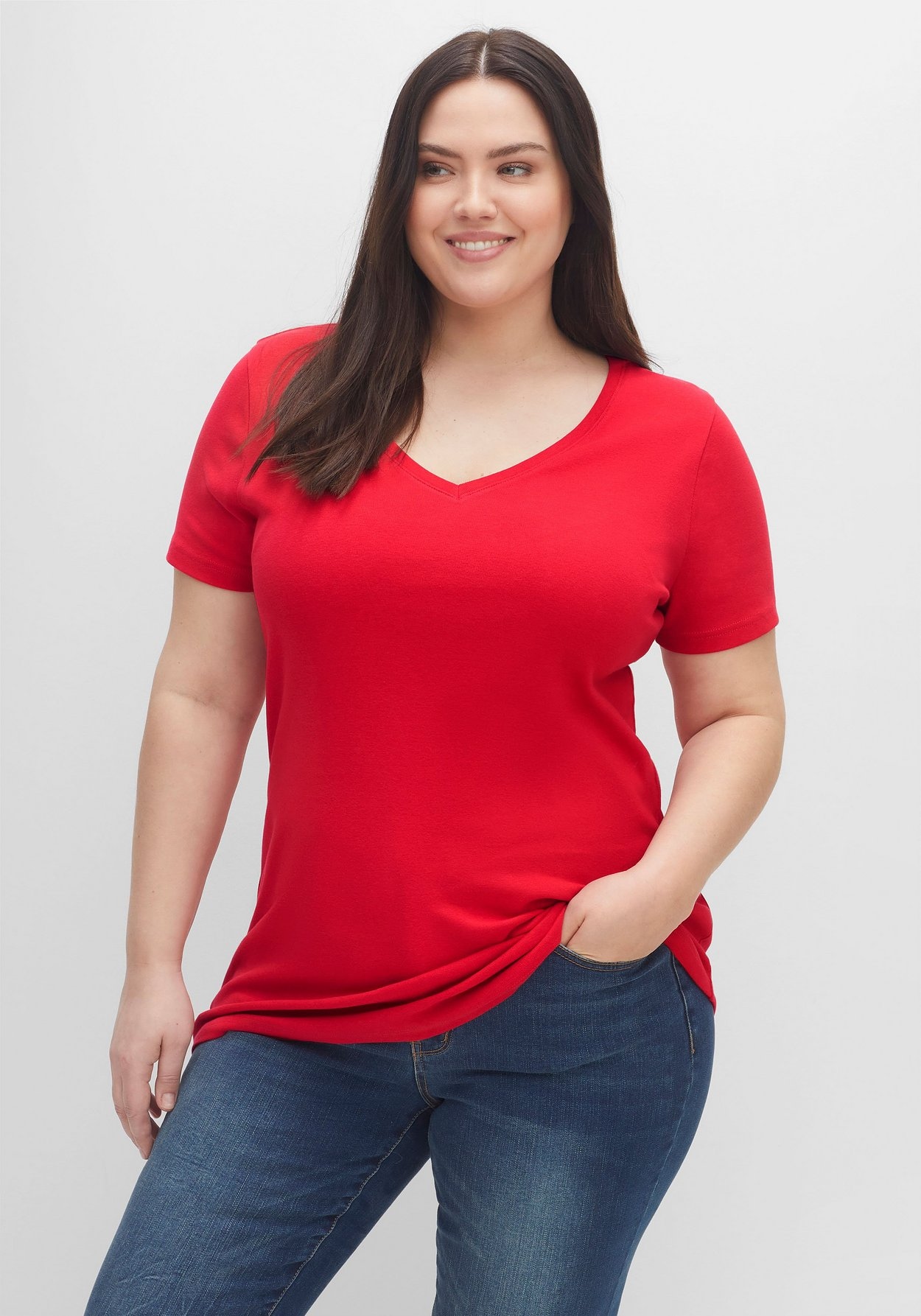Sheego T-Shirt »T-Shirt im Doppelpack, mit V-Ausschnitt«, im Doppelpack, mit V-Ausschnitt