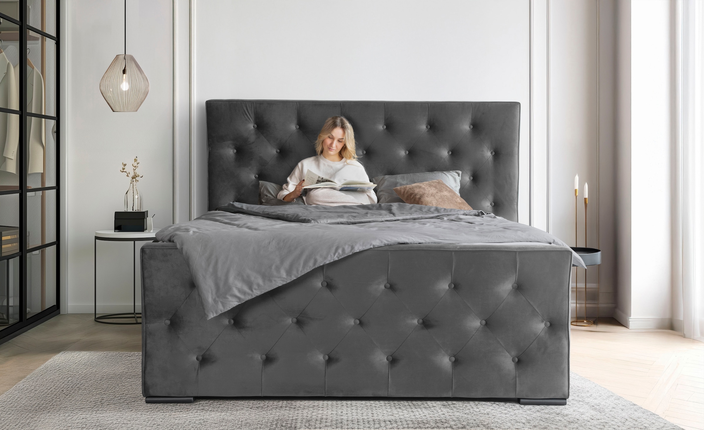 COLLECTION AB Boxspringbett »Florence inkl. Kingsize (28 cm) Matratze (H3) mit integriertem Topper«, inkl. Bettkasten, erhältlich in der Breite 180 cm