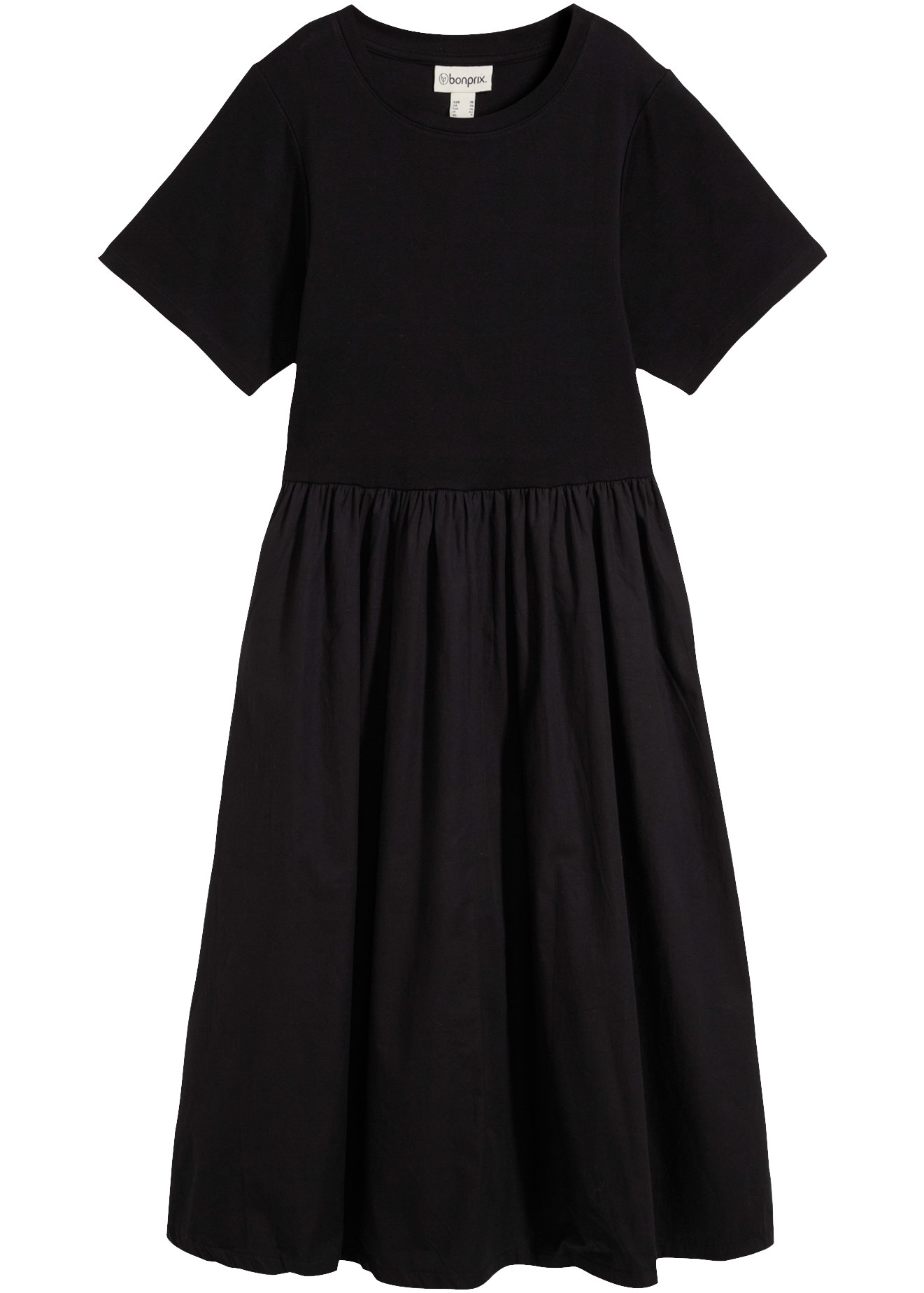 bonprix Midikleid aus Baumwolle, A-Linien-Passform, Kurzarm-Design, Midilänge