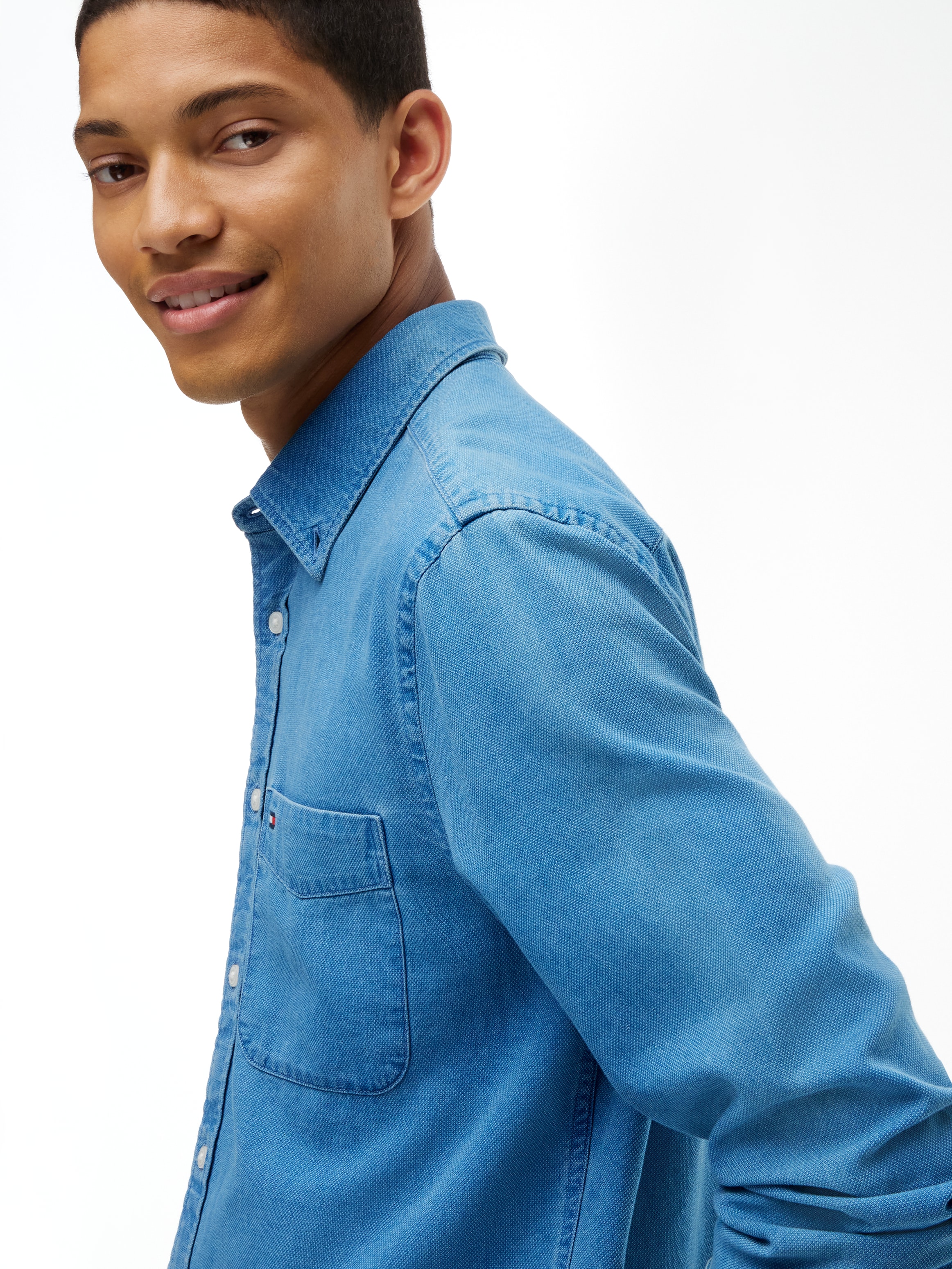 Tommy Hilfiger Jeanshemd »INDIGO DOBBY REGULAR« Regular Fit Dobby Structure