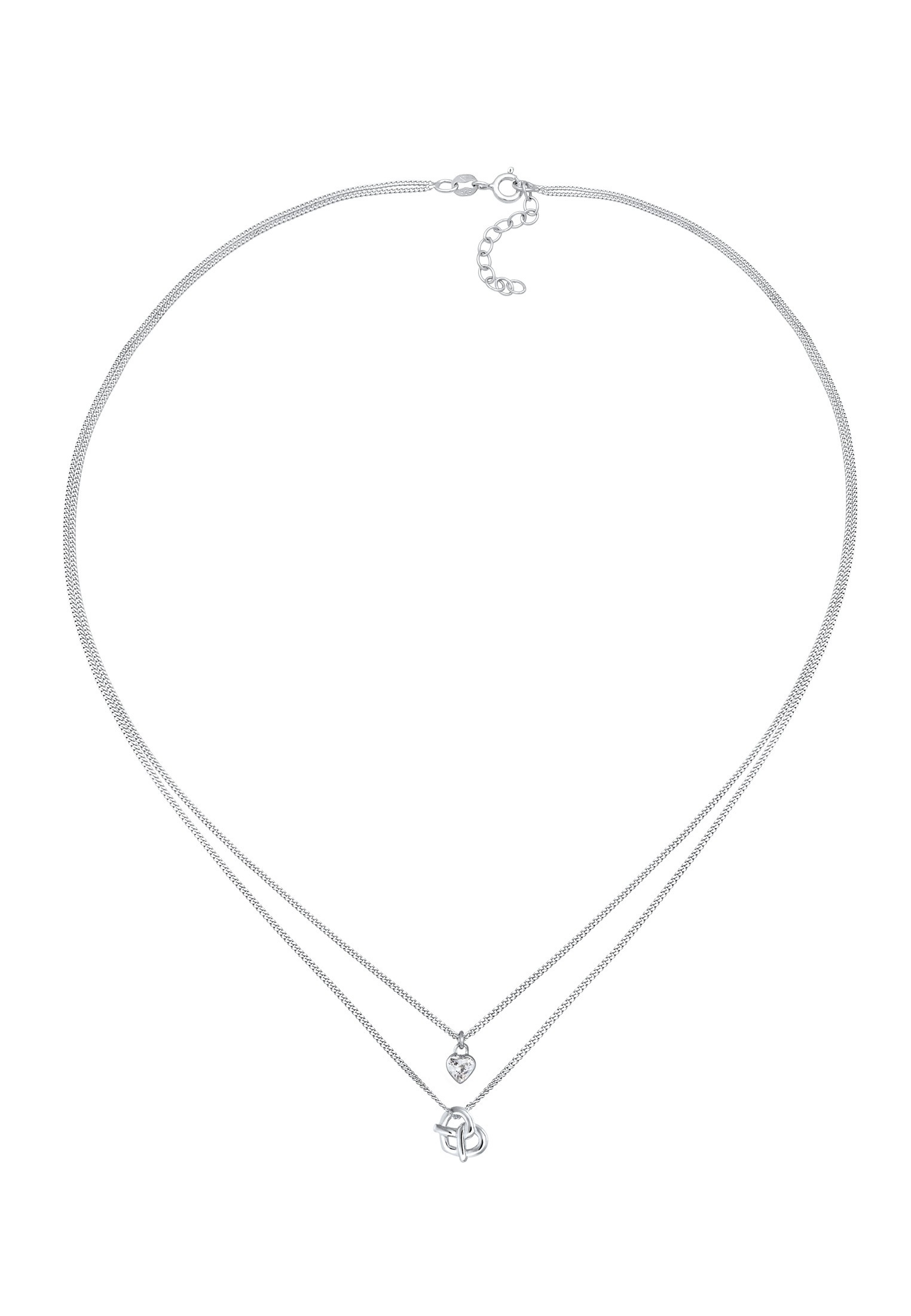 Elli Silberkette »Halskette Layer Zirkonia Herz Brezel Look 925 Silber«