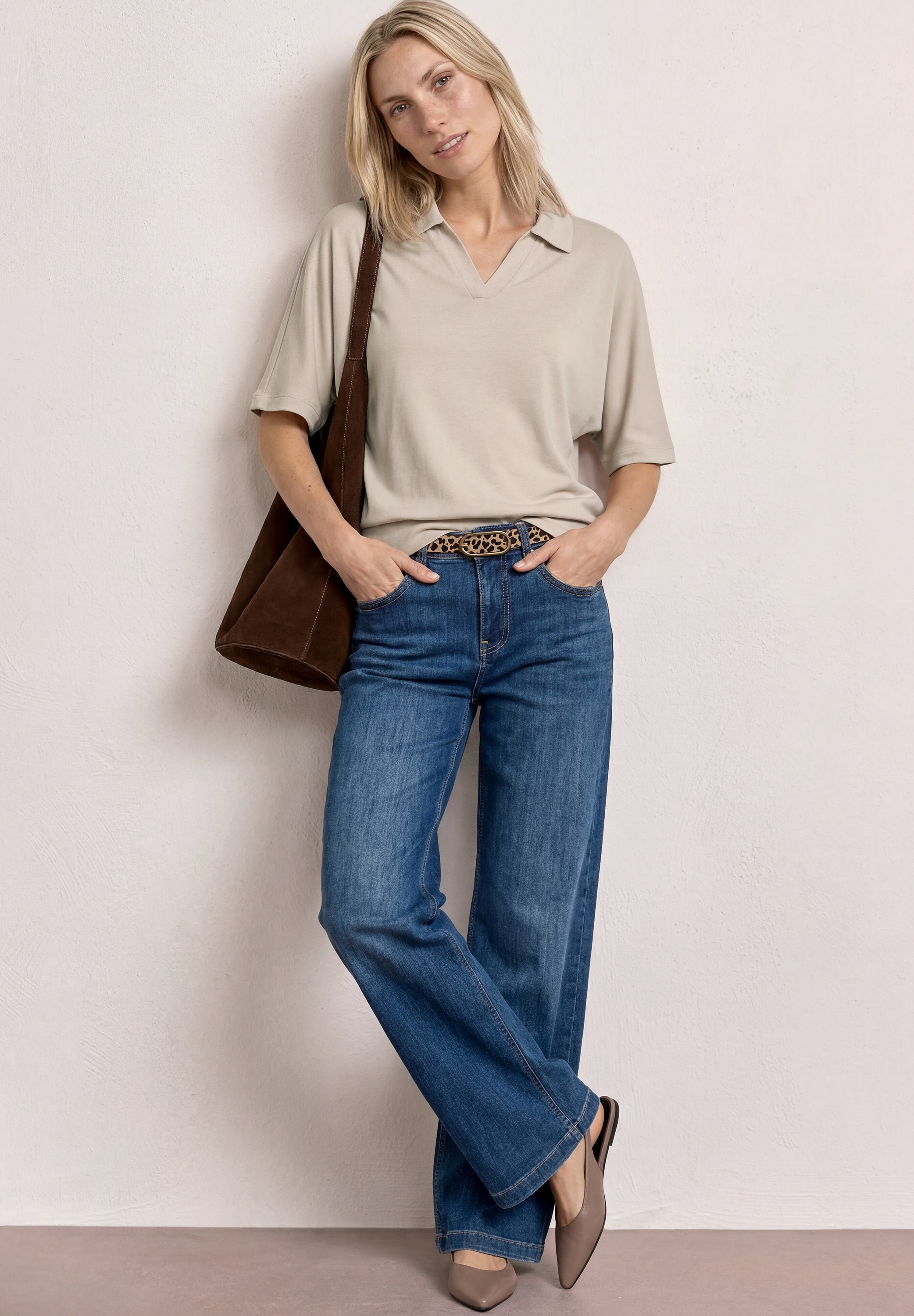 STREET ONE Poloshirt Sommershirt mit breitem elastischem Bund