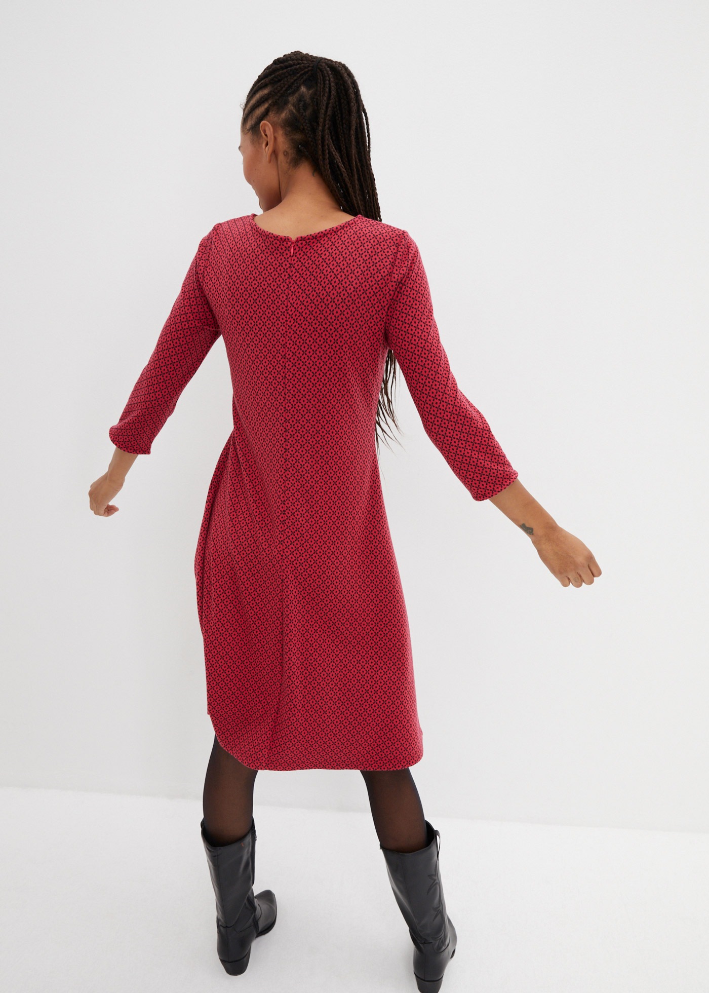 bonprix Midikleid aus Polyester, Viskose und Elasthan, ausgestellte Passform