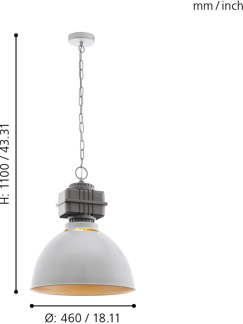 EGLO Pendelleuchte »ROCKINGHAM«, 1 flammig-flammig, Hängelampe 46 cm,  Hängeleuchte, Esstischlampe, Wohnzimmerlampe, E27 bei OTTO