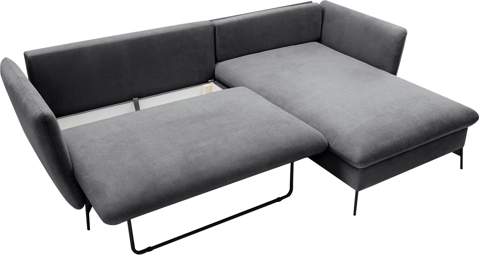 andas Ecksofa »LIVORNO,258 cm, L-Form,«, Schlaffunktion u. Bettkasten (139/224cm), Samt, Struktur, Webstoff