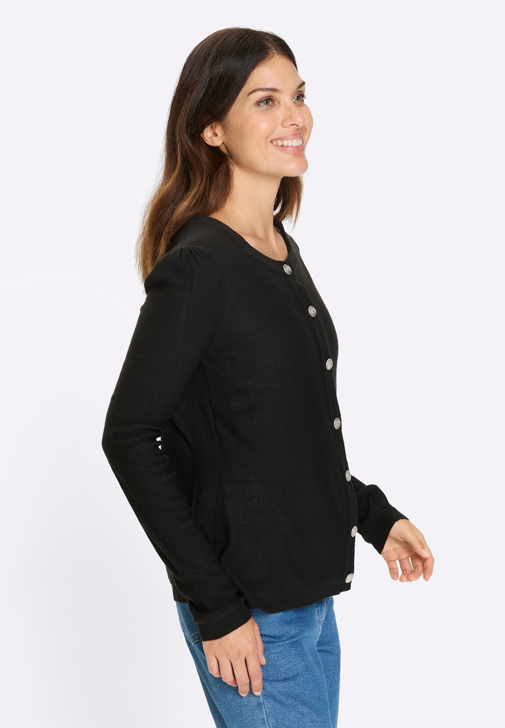 Sieh an! Trachtenstrickjacke »Strickjacke Strickjacke mit Trachtenknöpfen«