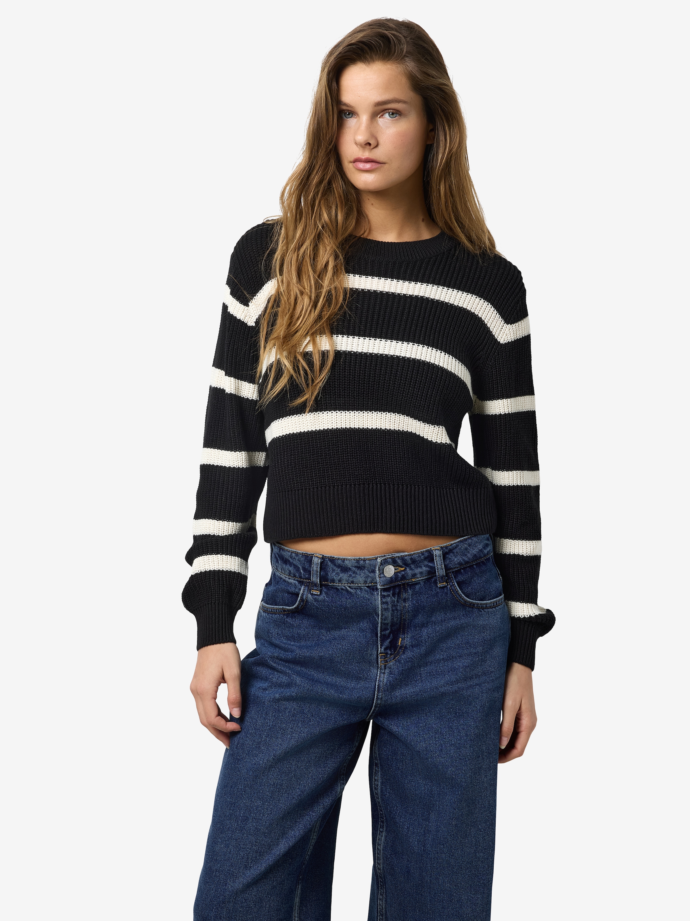 Noisy may Strickpullover »NMMAYSA L/S STRIPE O-NECK KNIT NOOS«