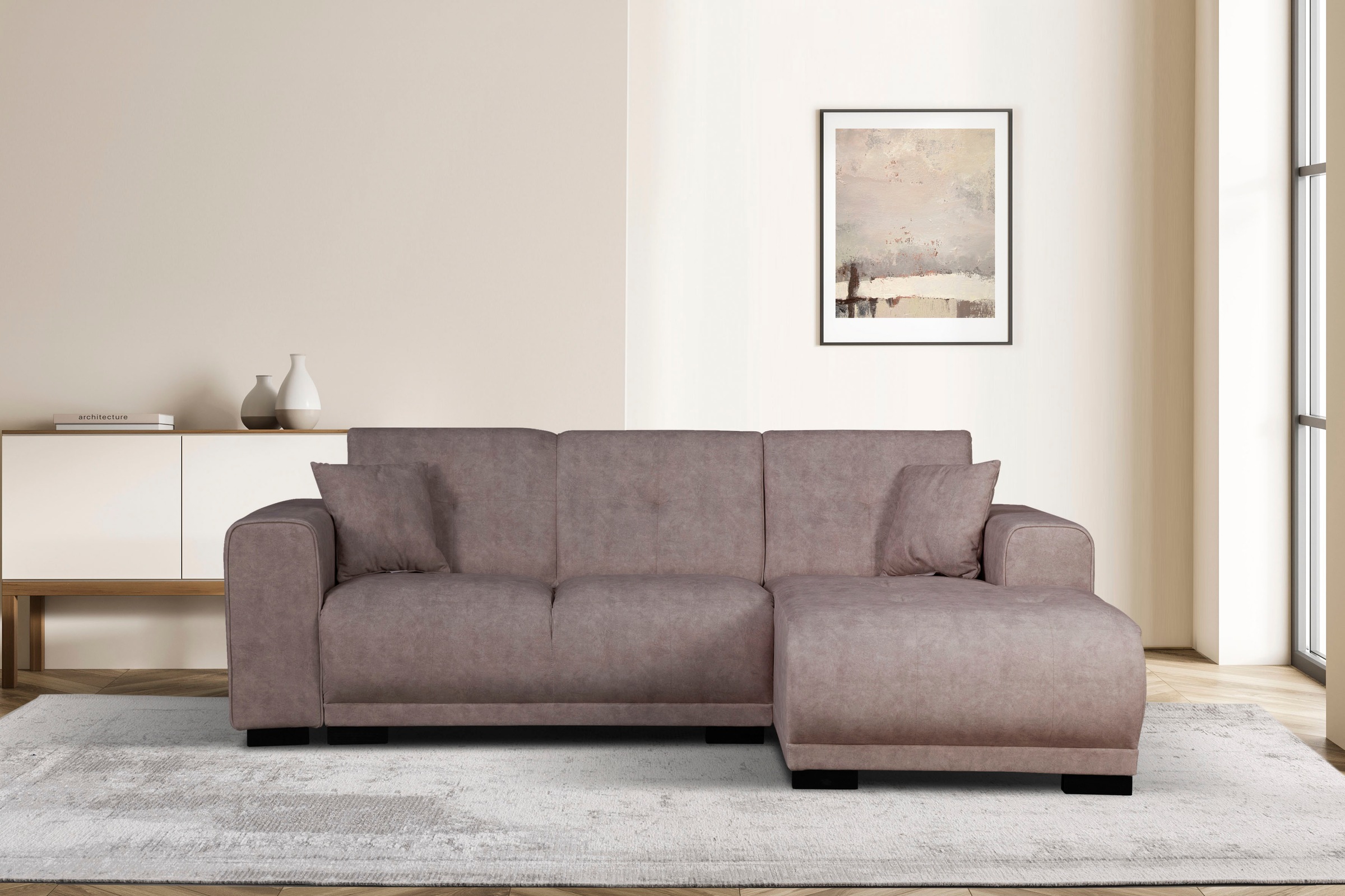 Home affaire Ecksofa »Langeland L-Form«, incl. 2 Zierkissen, Recamiere wahlweise links oder rechts